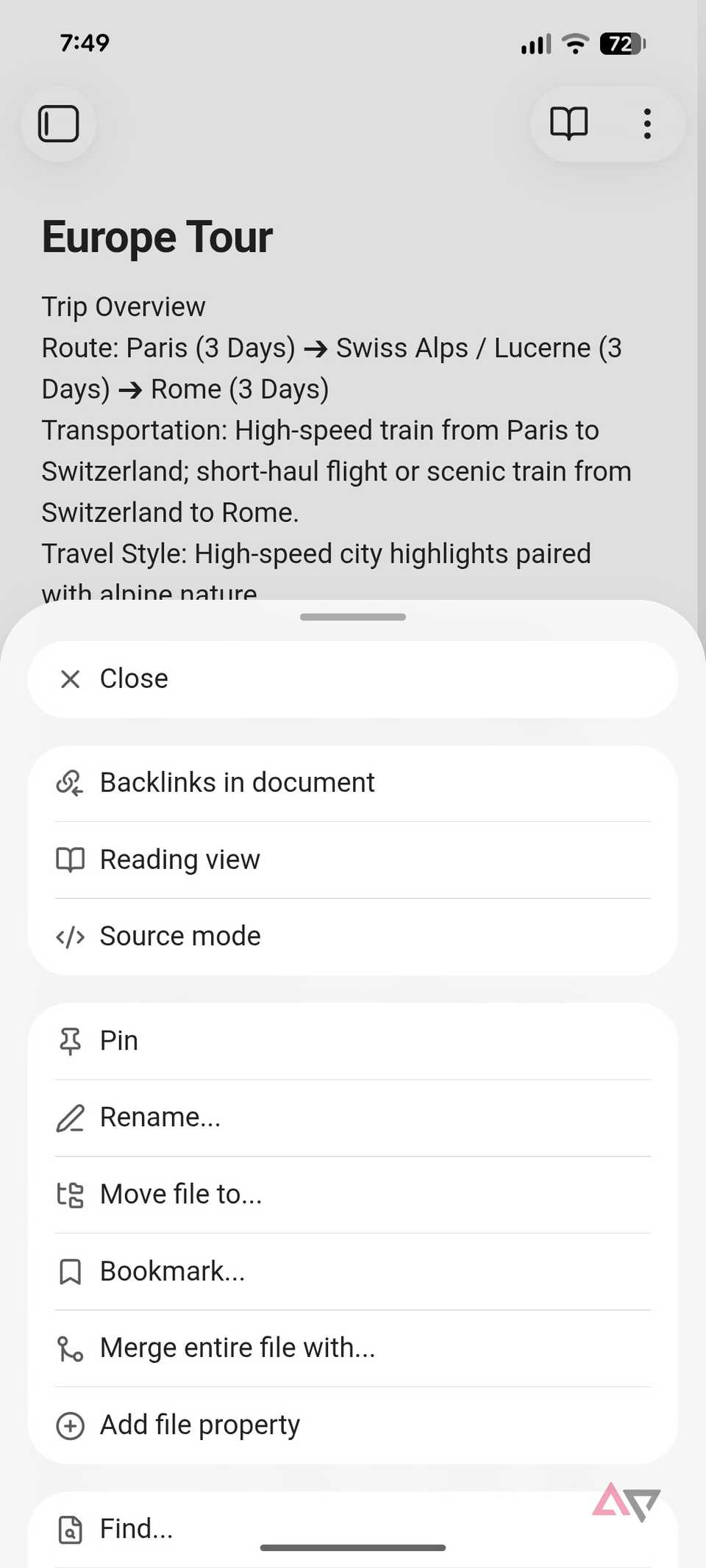 Obsidian for Android new UI