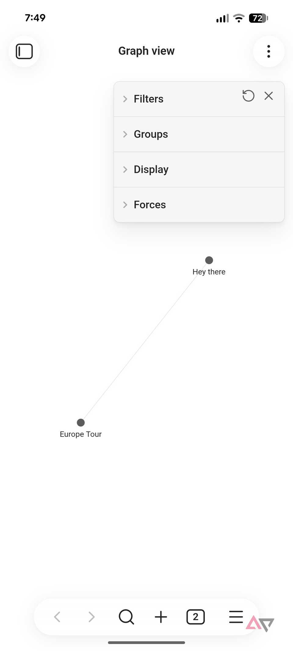 A screenshot showing graph view in Obsidian