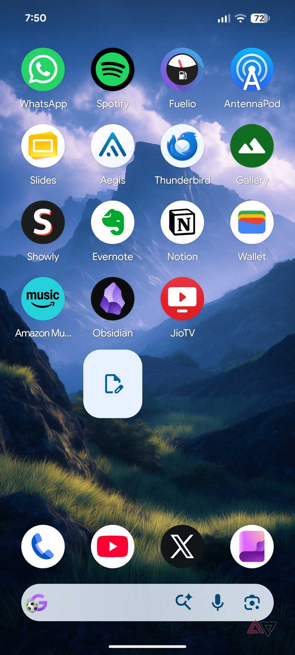A screenshot showing quick note widget of Obsidian