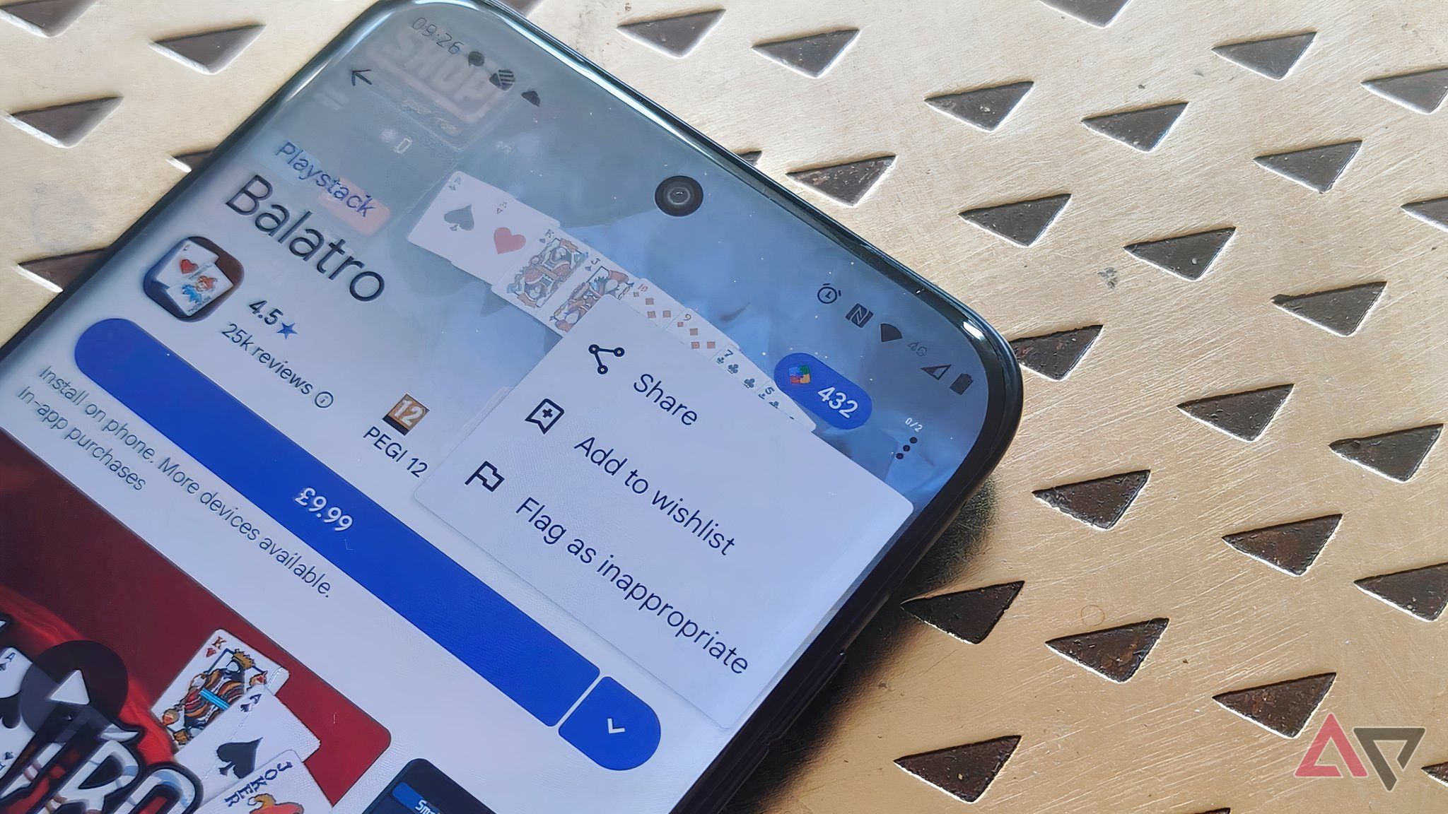 A menu on the Google Play Store showing the text 'Add to wishlist'.