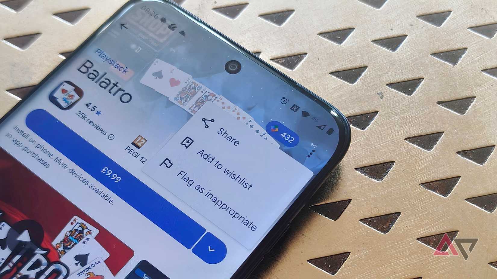 Un menu sul Google Play Store che mostra il testo 
