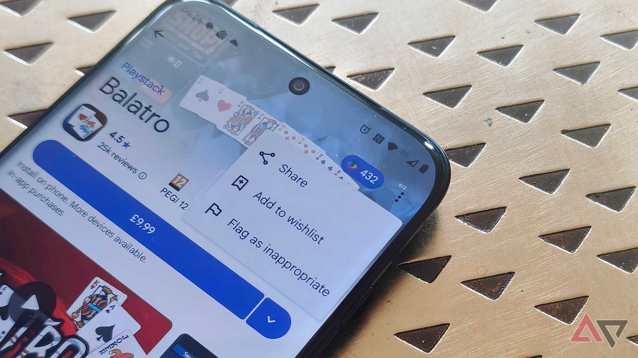A menu on the Google Play Store showing the text 'Add to wishlist'.