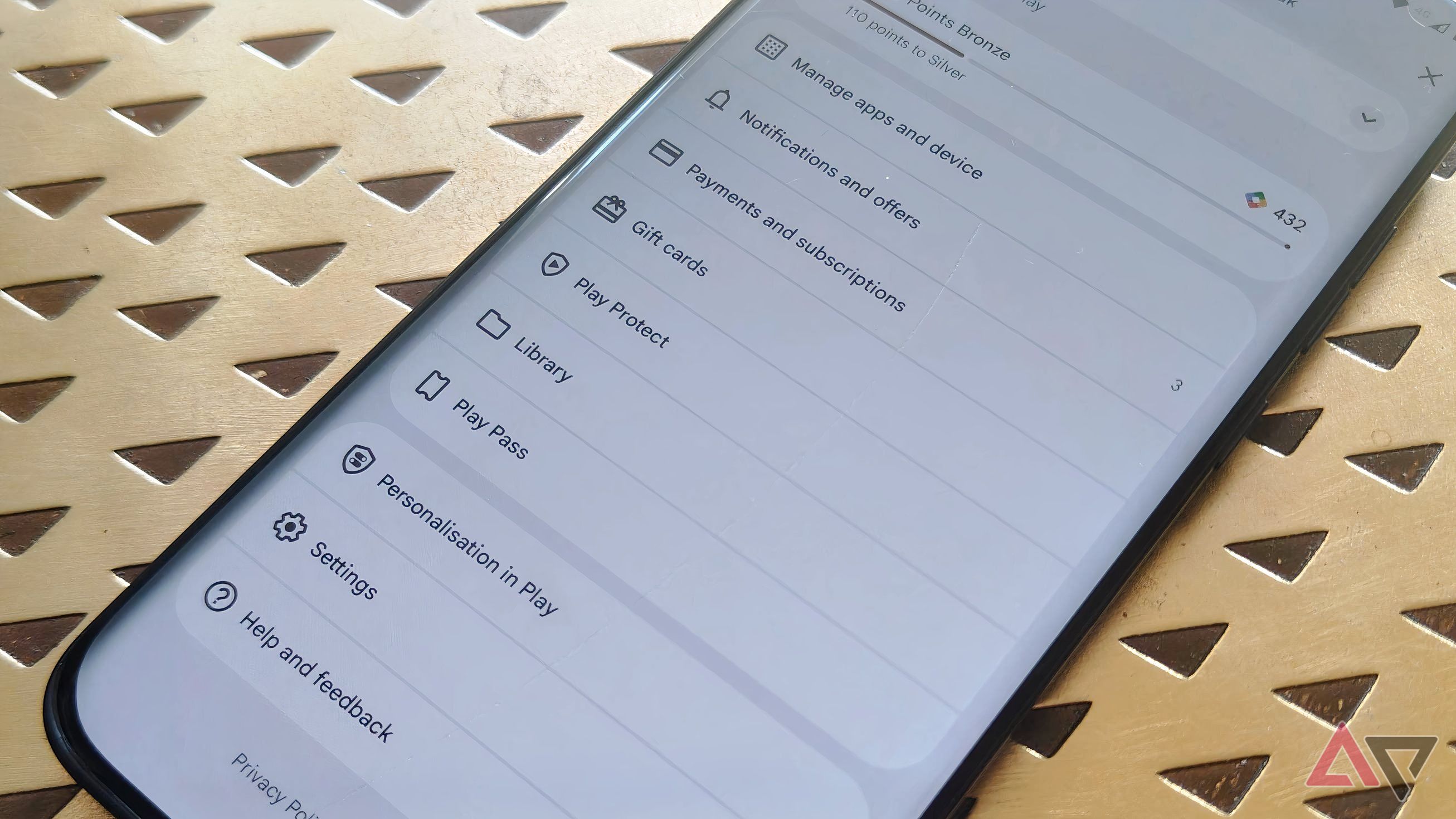 A menu on the Google Play Store, showing the Library option.