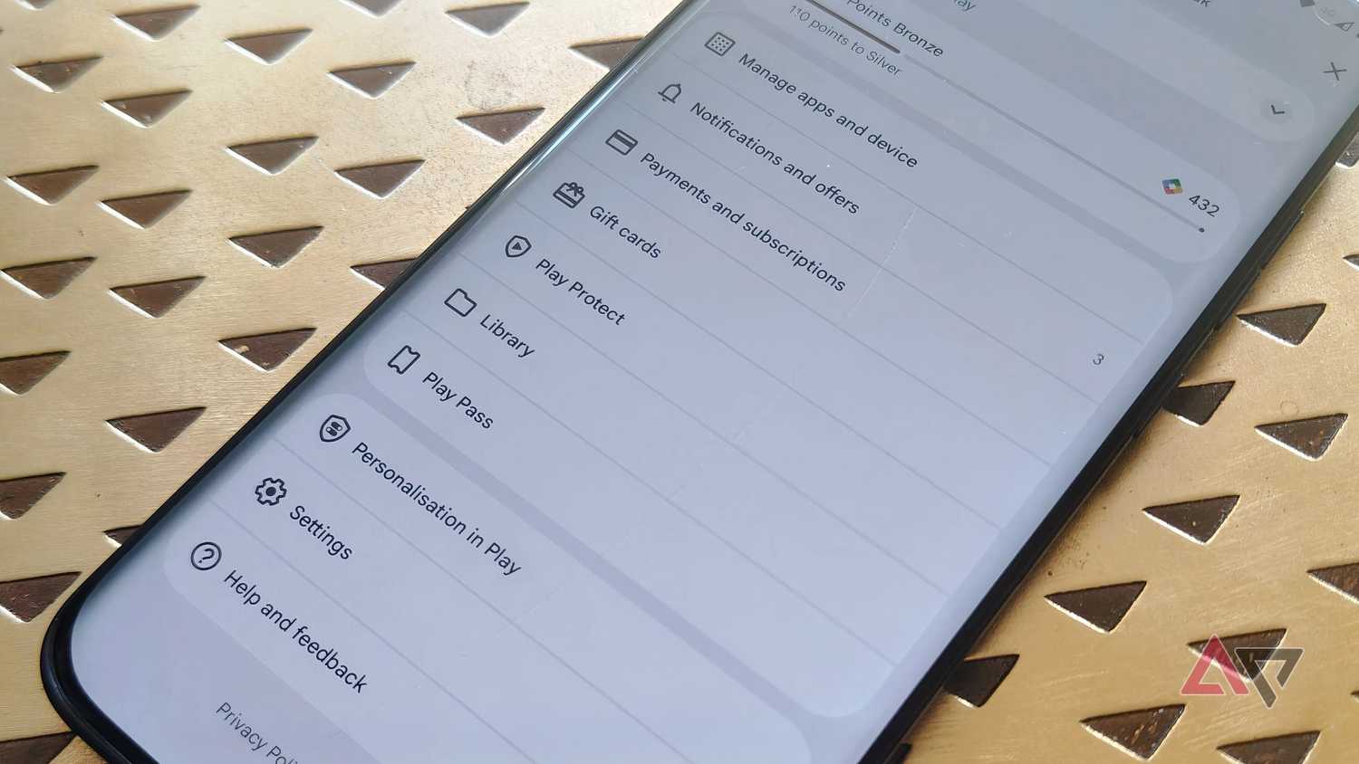 A menu on the Google Play Store, showing the Library option.