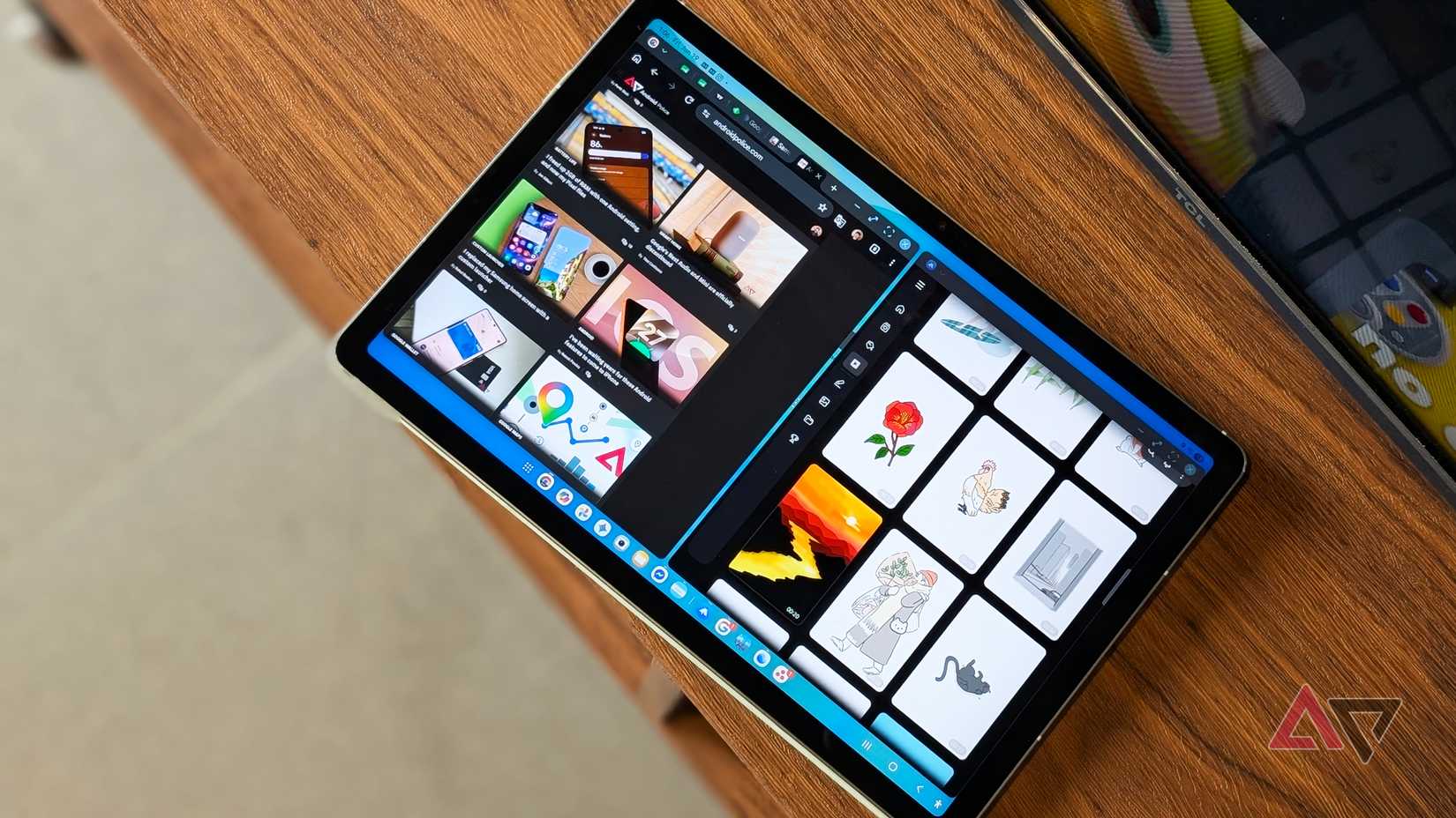 Samsung Galaxy Tab S10 FE tablet with apps and digital canvas for coloring
