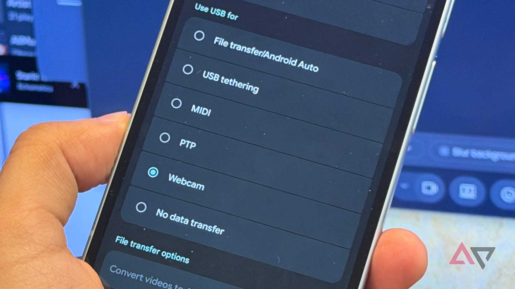 opção de webcam no telefone Android