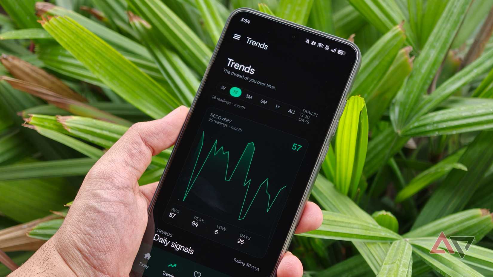 Grafico dell'andamento del recupero nell'app NOOP