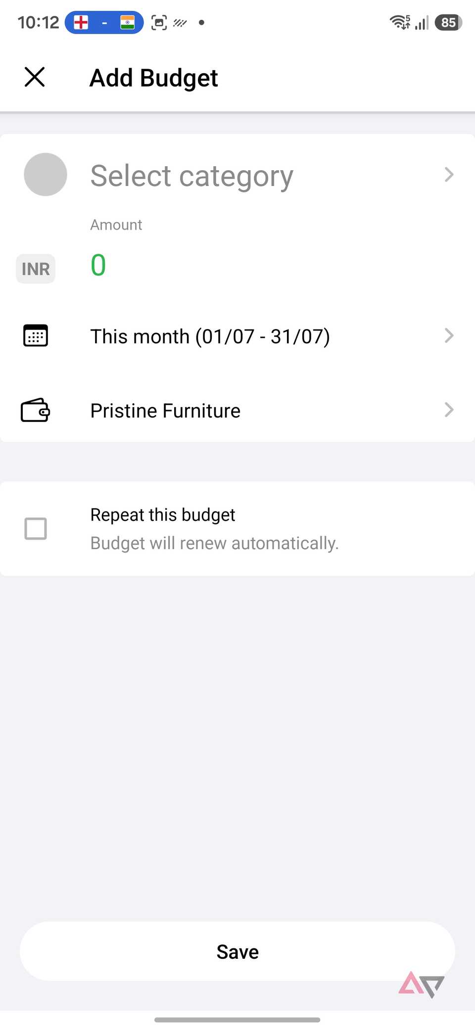 create a new budget in Money Lover