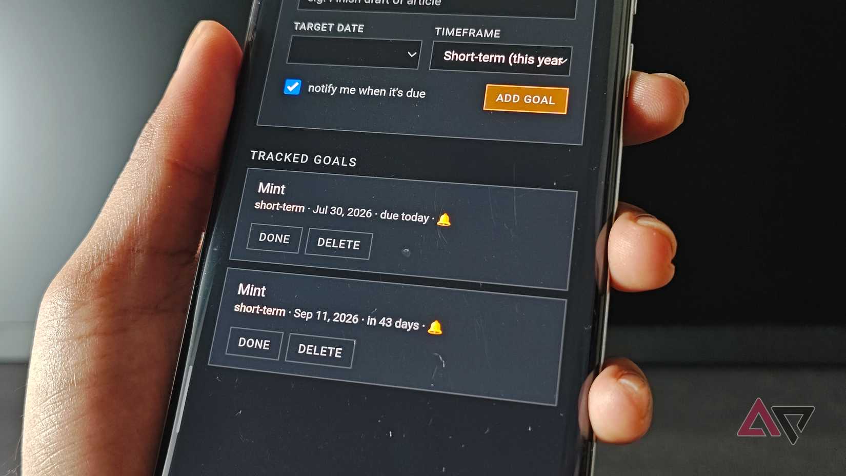 Digital Life Calendar showing tracked goals.