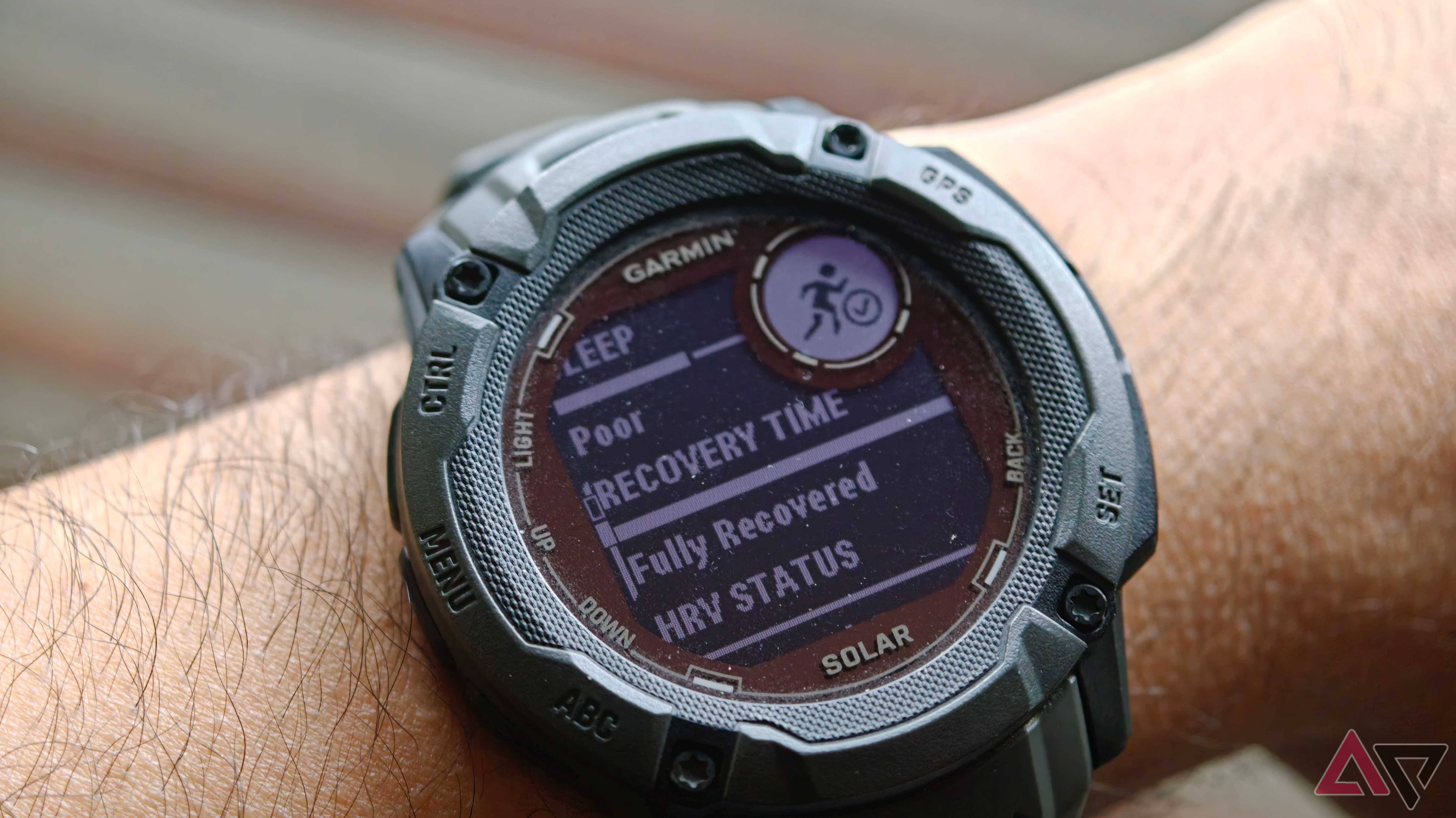 Garmin watch showing recovery time