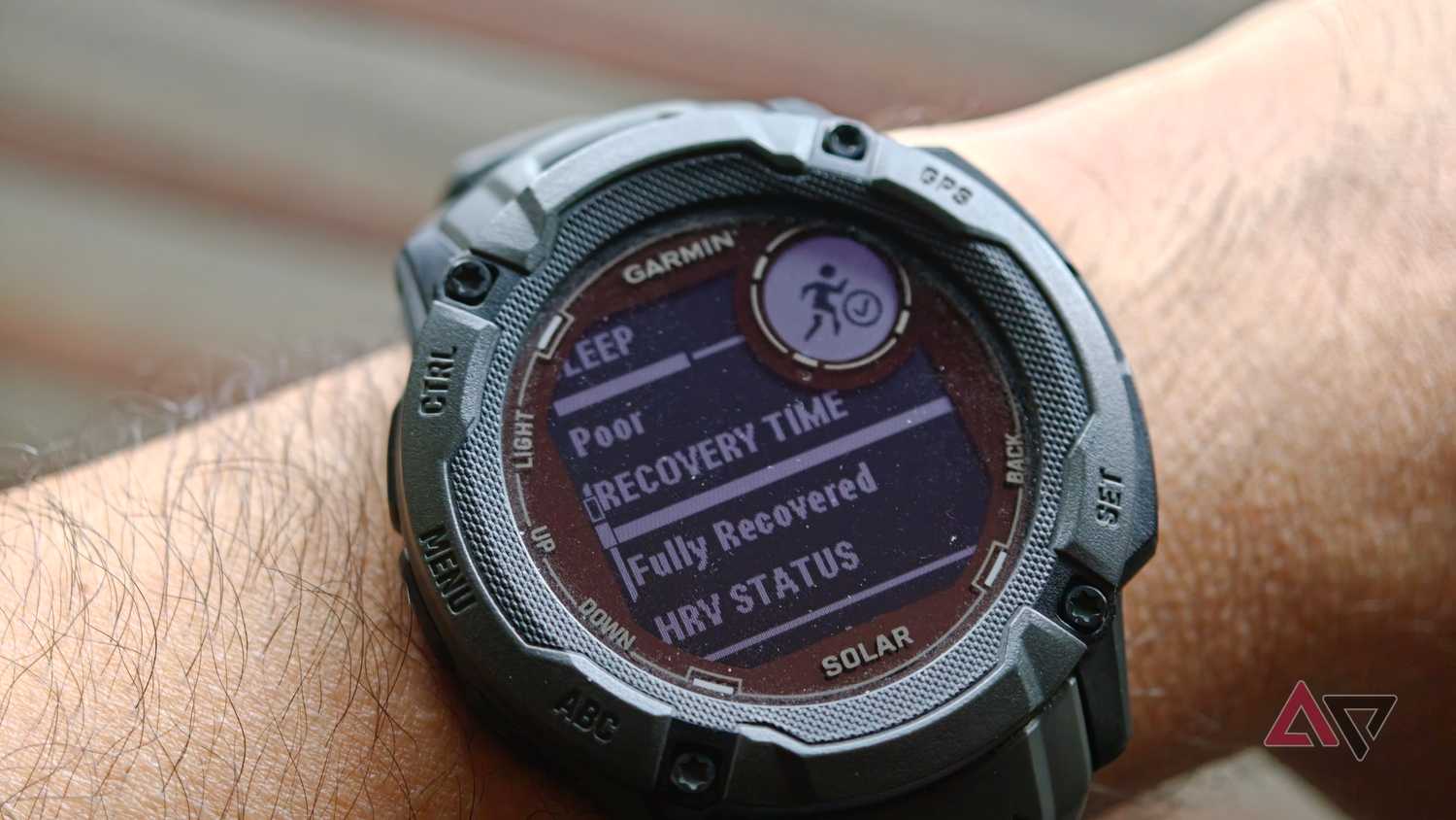 Garmin watch showing recovery time