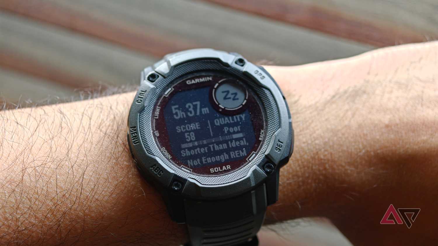 Garmin watch showing sleep score