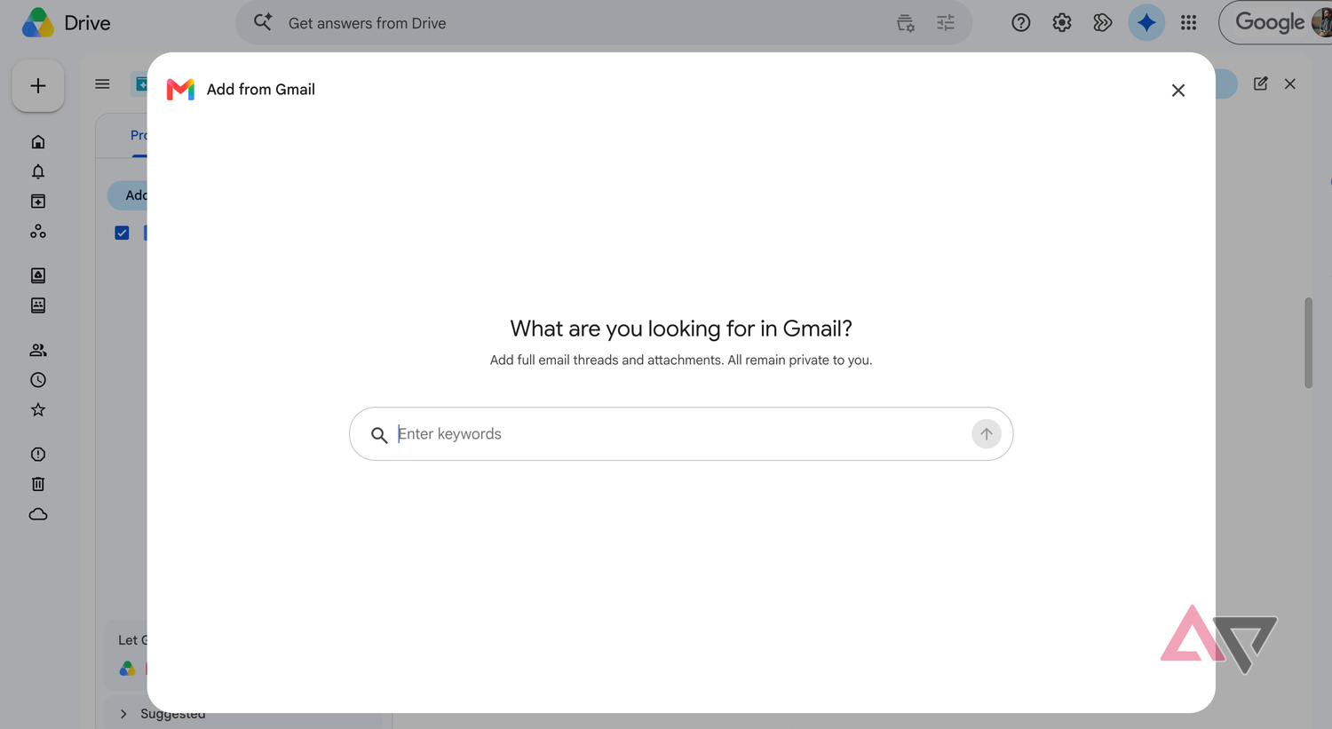 Google Drive Projects add from gmail