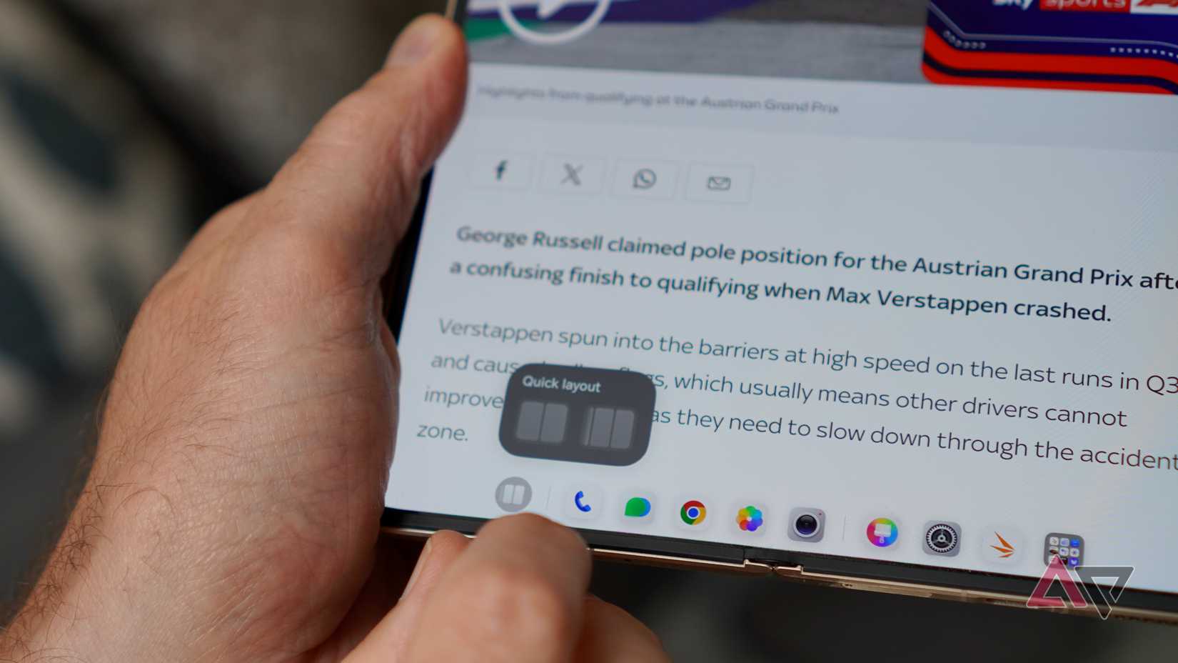 The Quick Layout mode in the Honor Magic V6