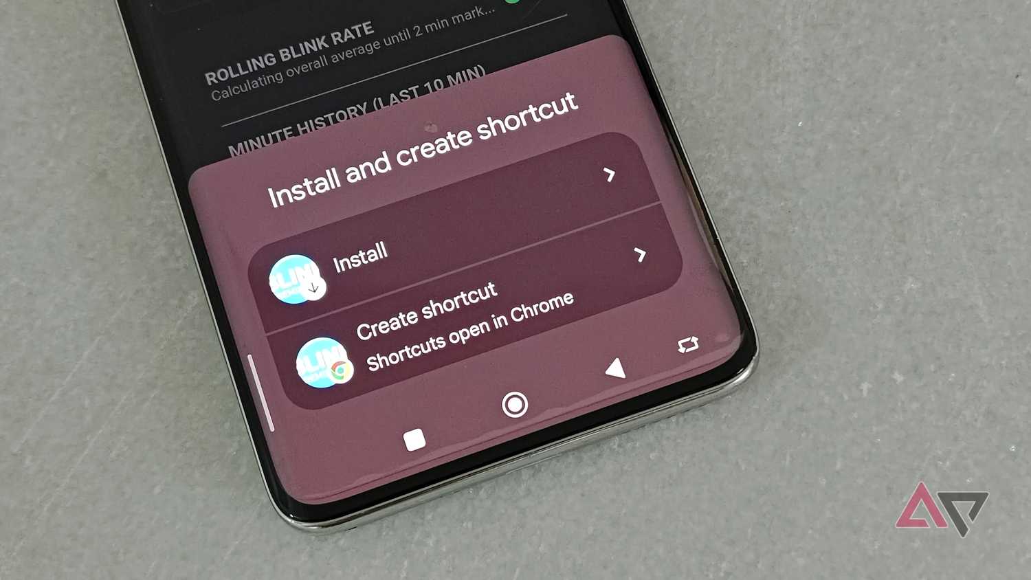 Google Chrome allowing installation of the Blink Monitor tool as an app.