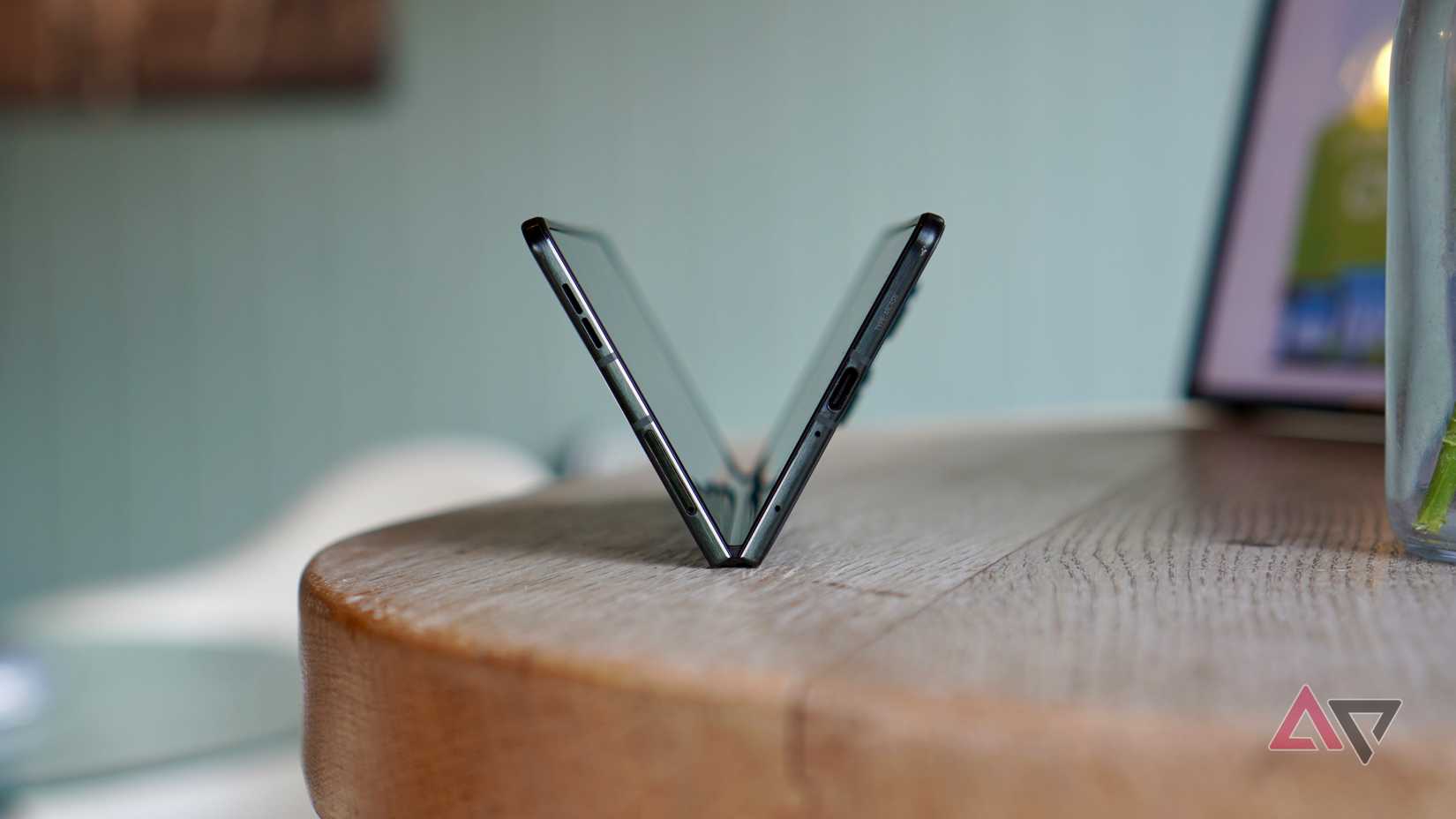 The half-open Motorola Razr Fold