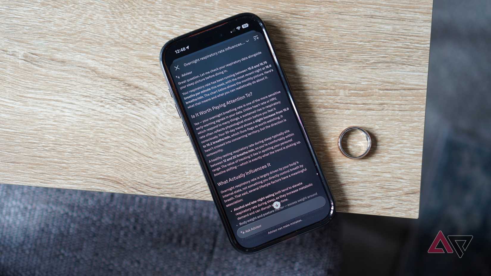 AI advice in the Oura Ring 5's AI Advisor