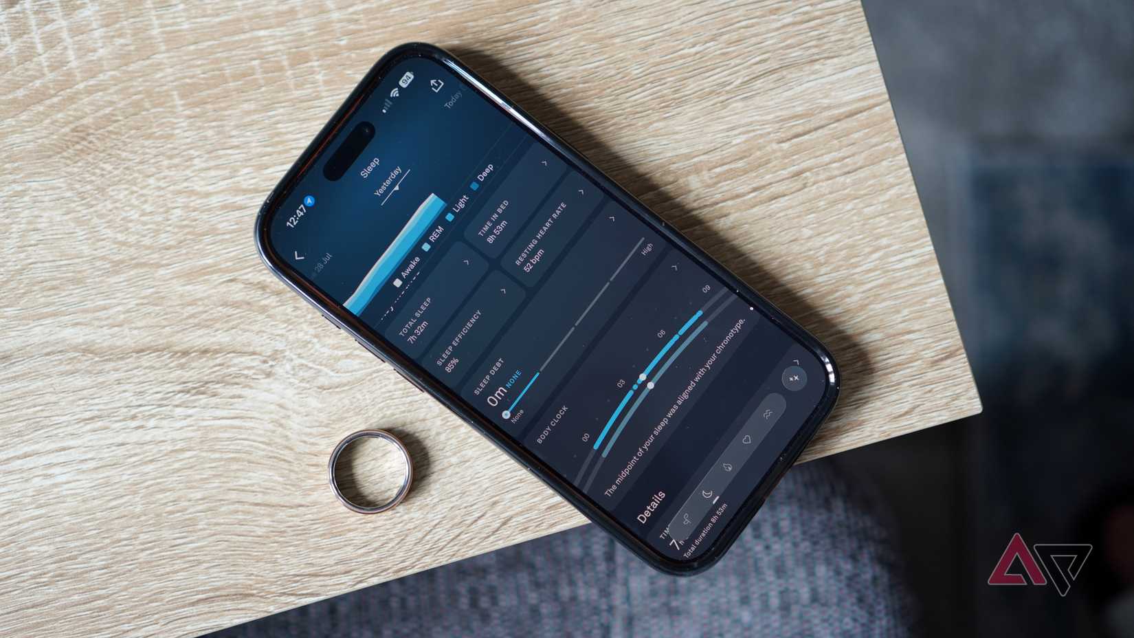 Sleep data in the Oura Ring 5's app