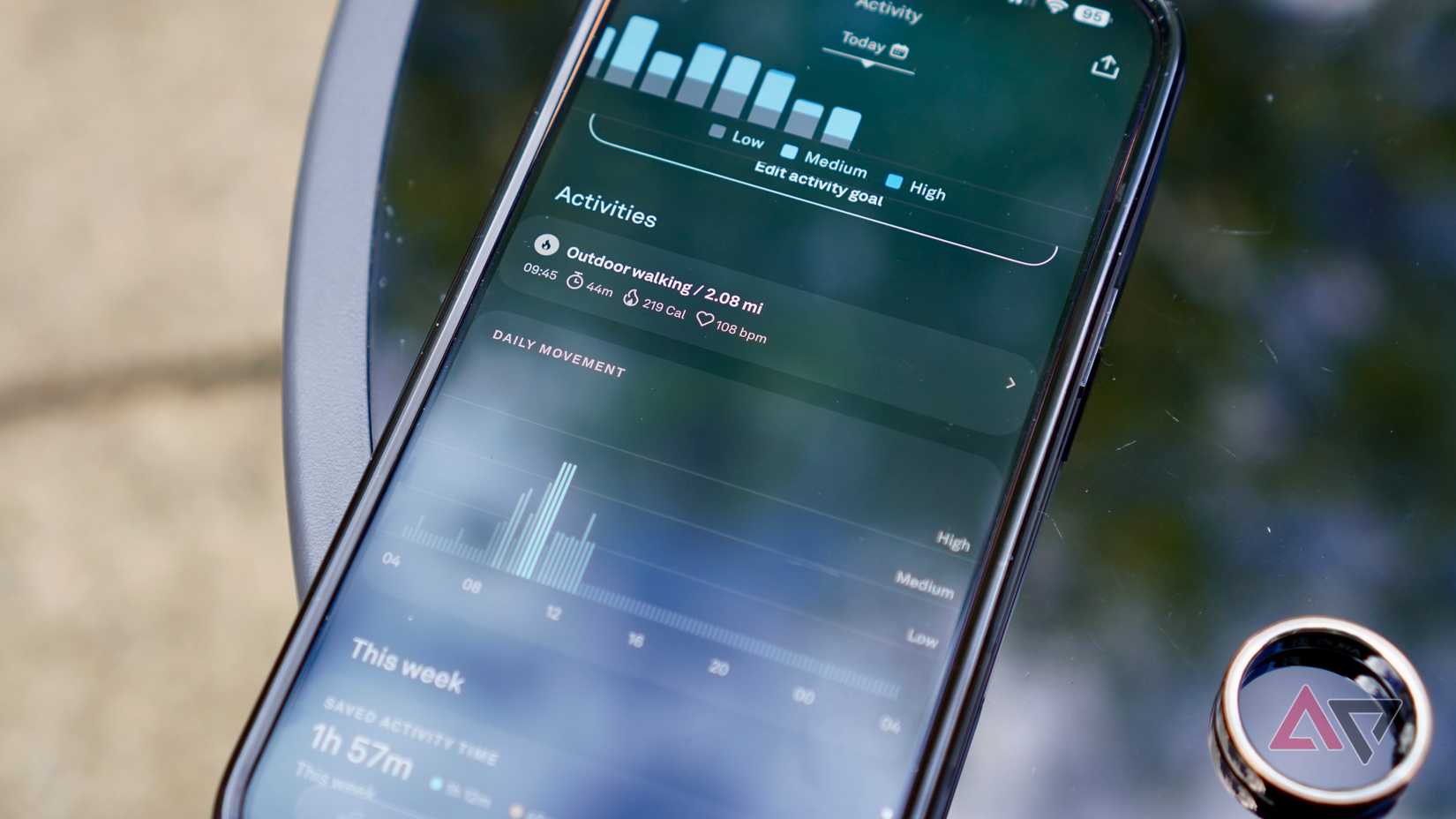 Activity data in the Oura Ring 5's app