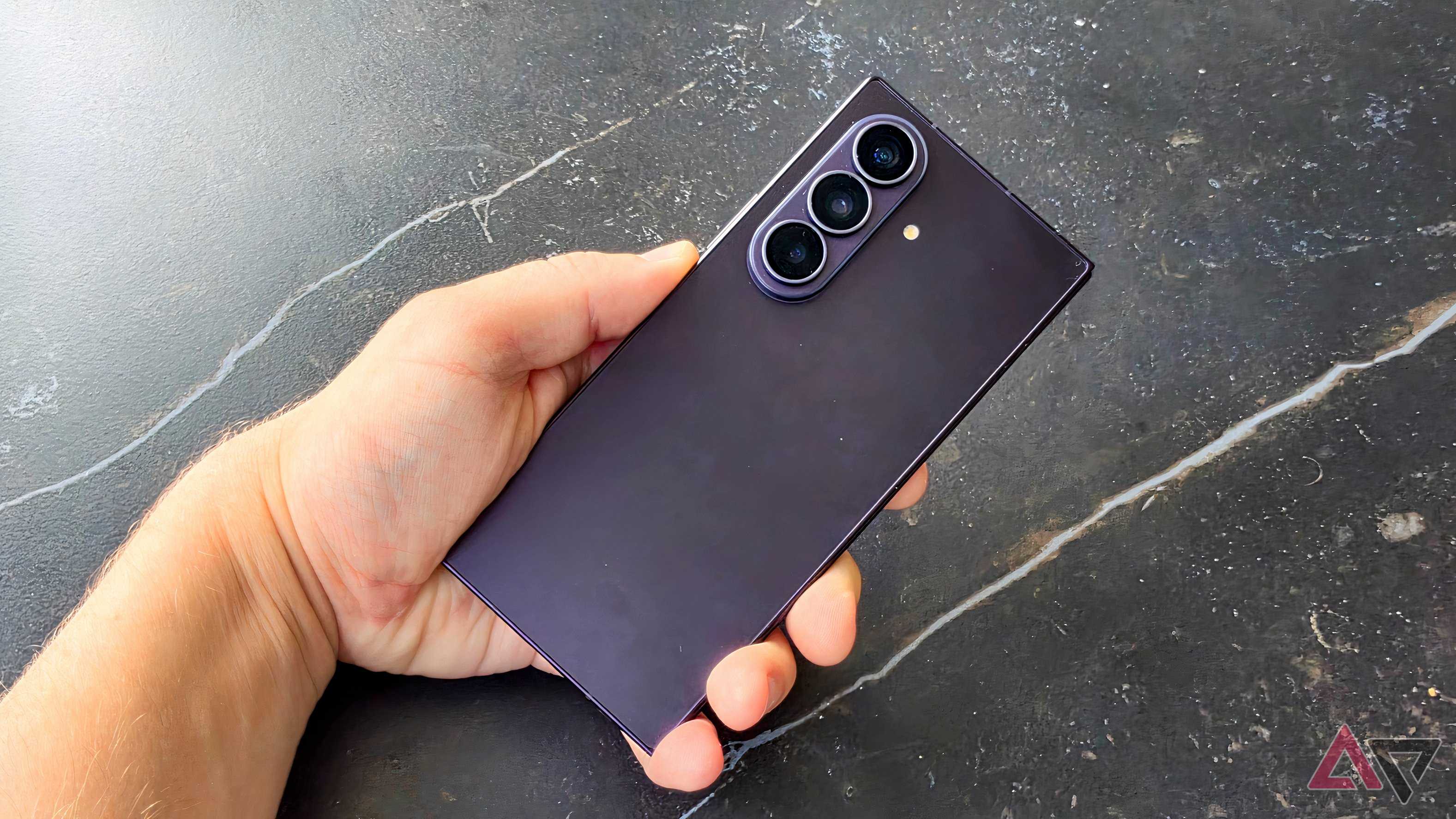 The Samsung Galaxy Z Fold 8 Ultra on a table, showing its rear.