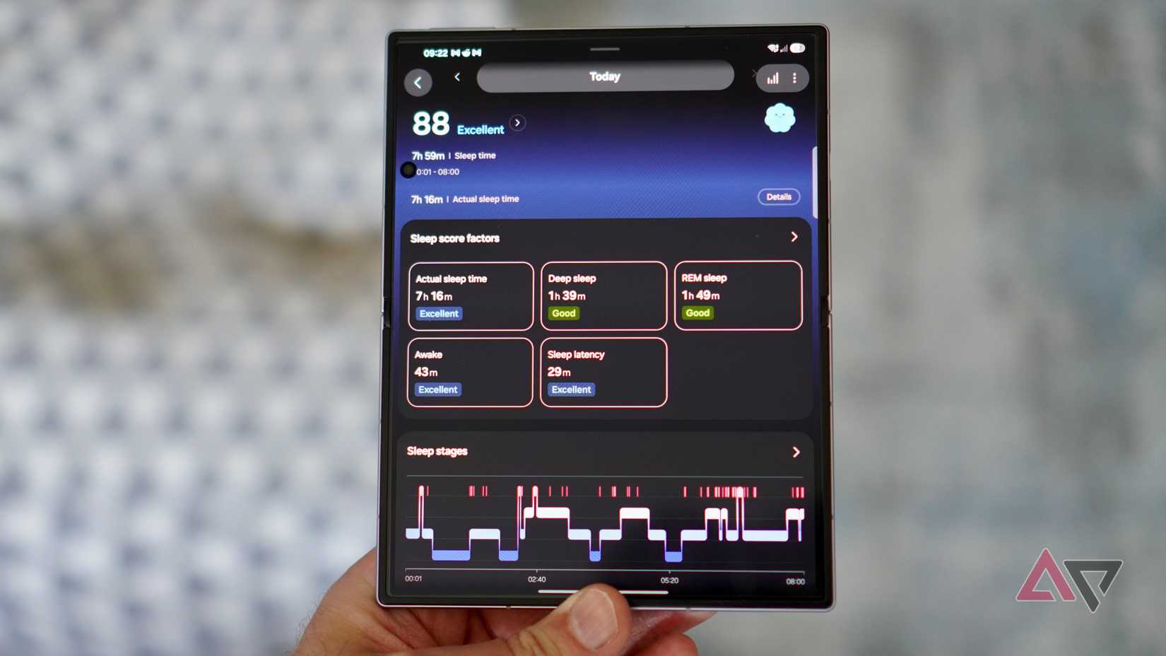 Samsung Health sleep data