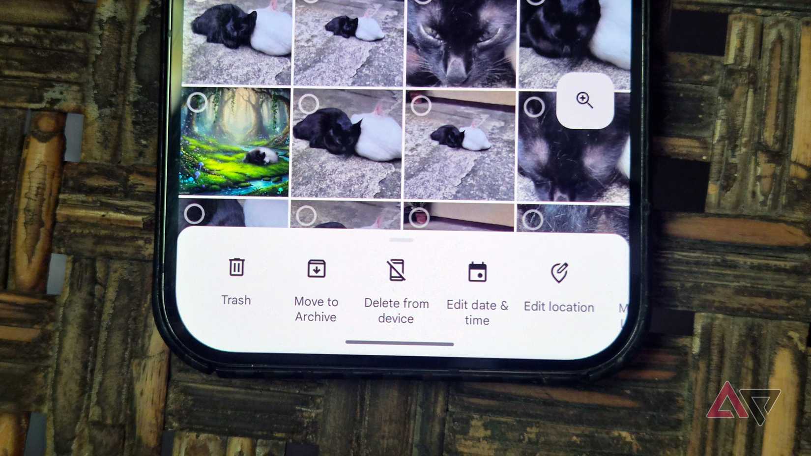 Google Pixel phone with Google Photos opened showing the different controls and buttons