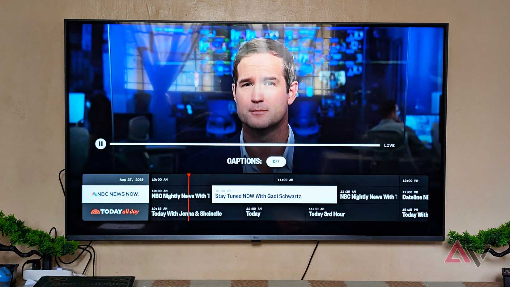 LG Smart TV playing live NBC news via Amazon Fire TV free live channels