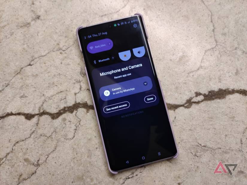 The Android privacy indicator showing camera access