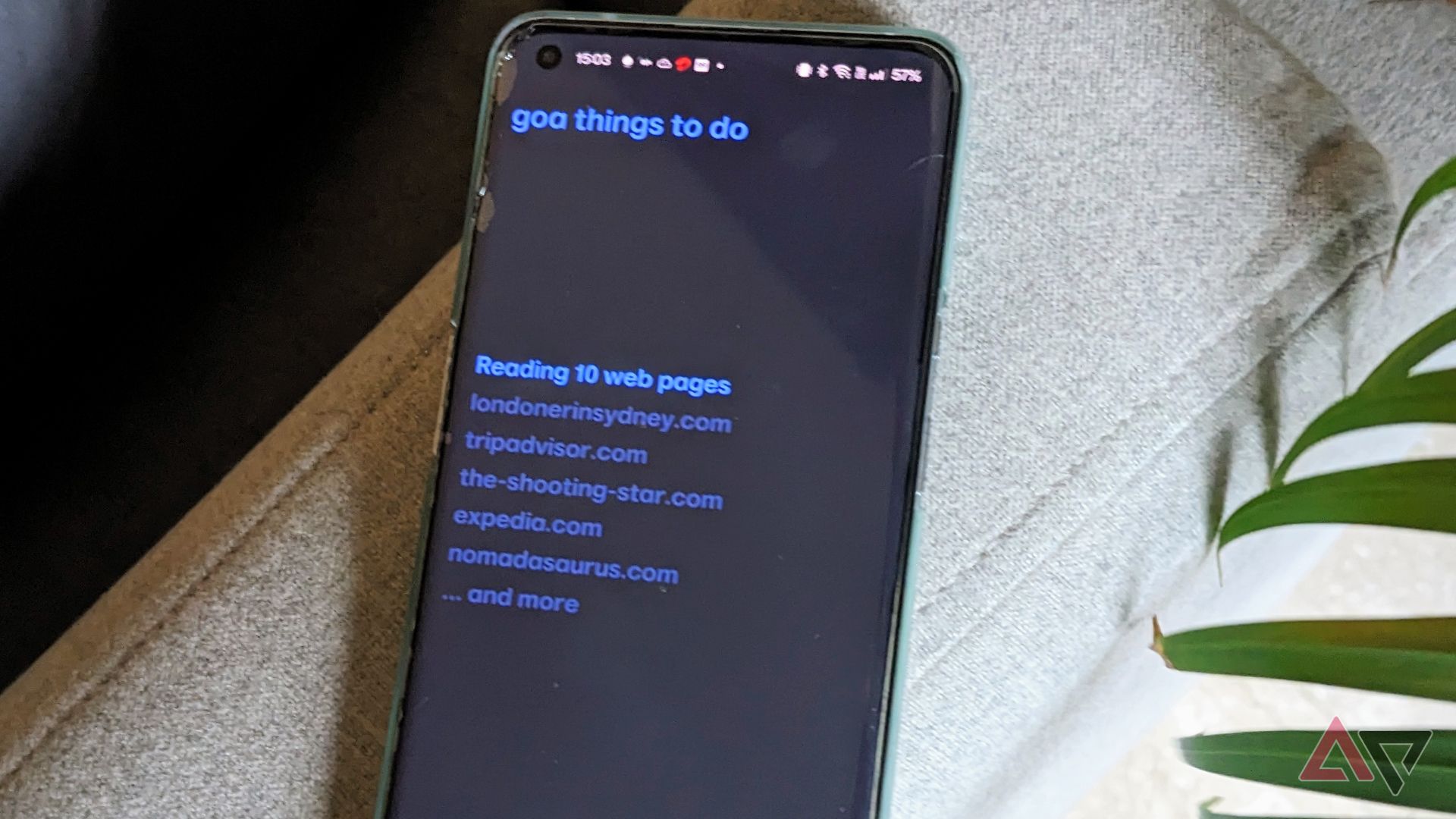 Arc Browser on phone doing a search using 10 web pages