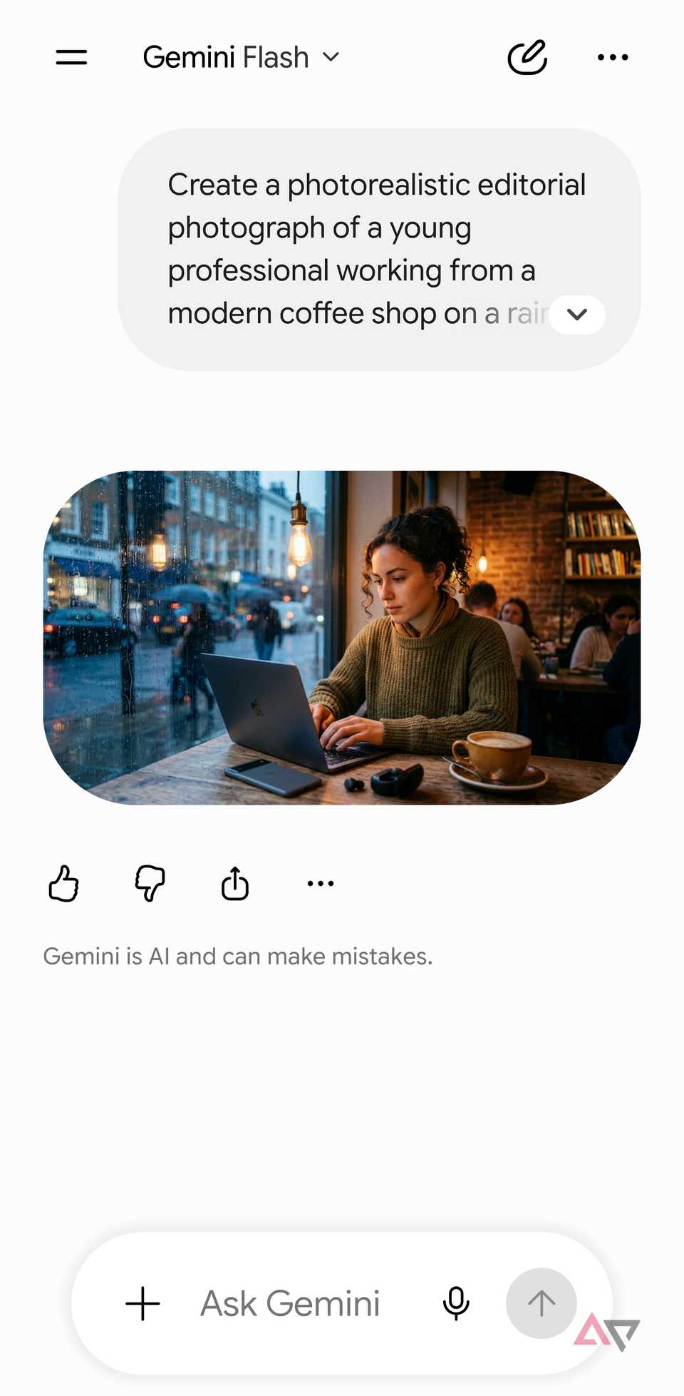 A screenshot showing Gemini generating images