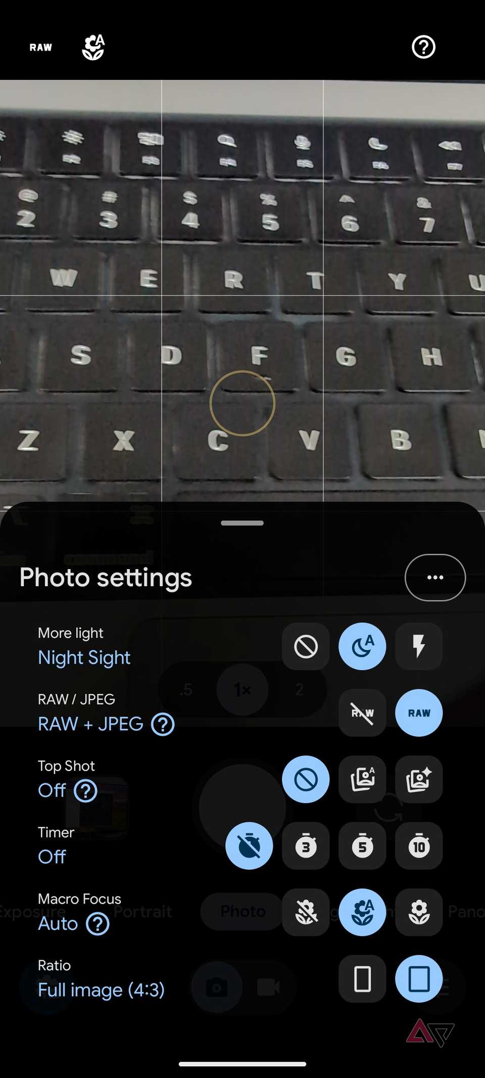 Impostazioni della fotocamera del Pixel