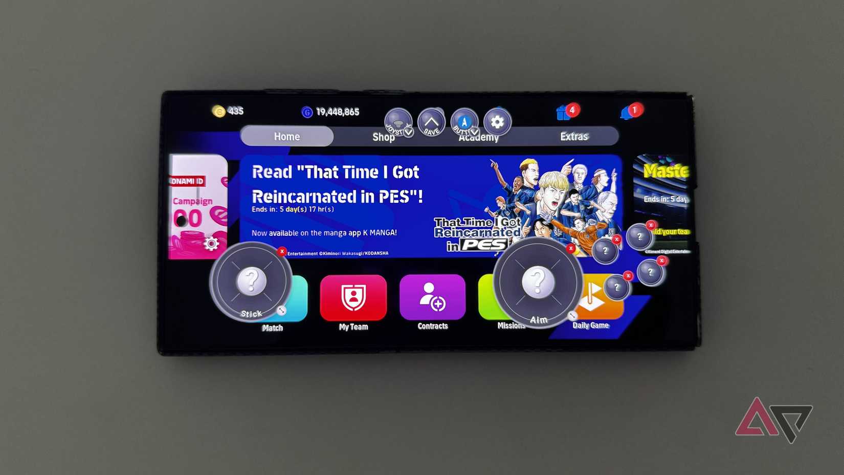 eFootball with Game Booster+ keypads overlaid