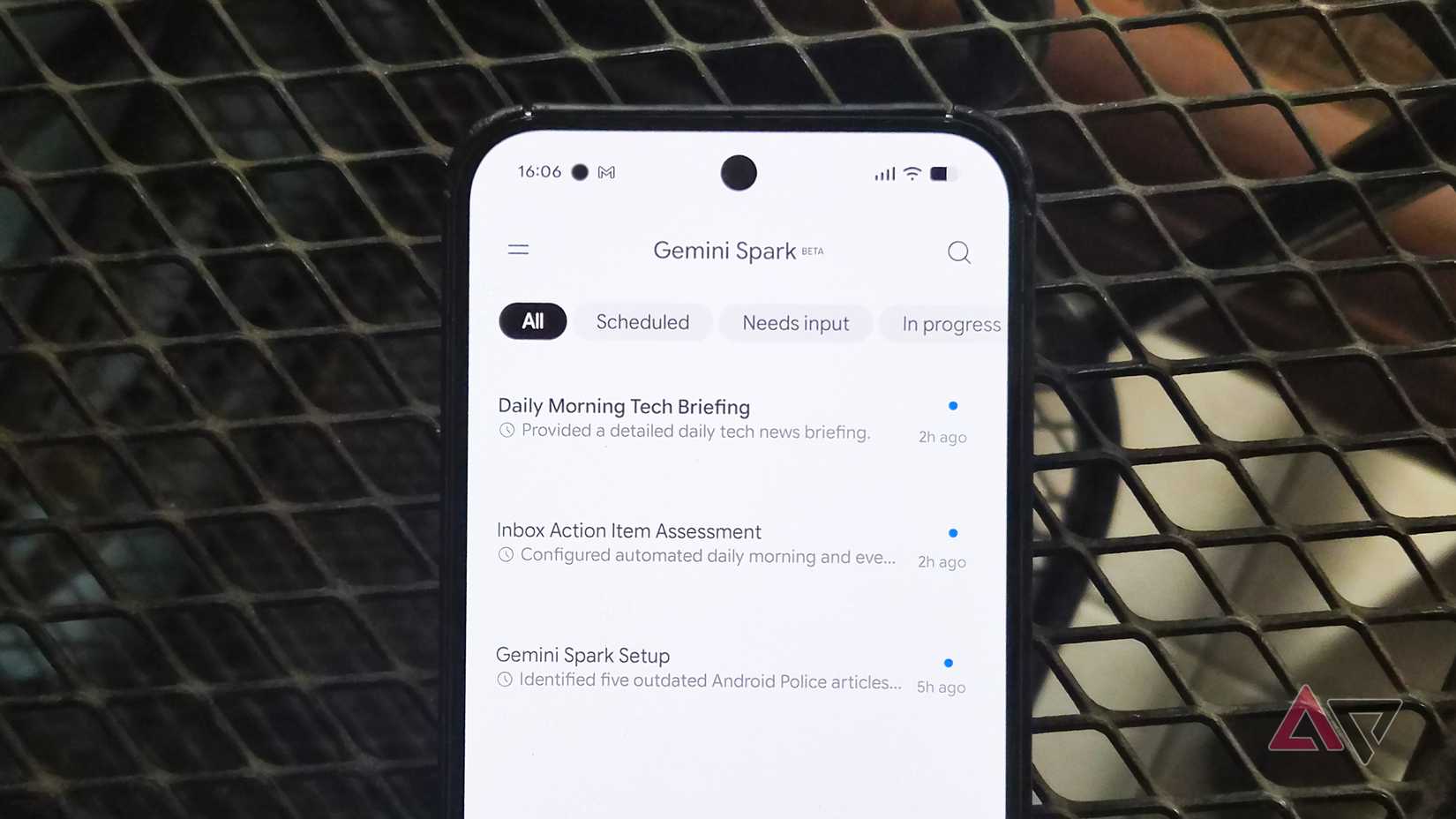 Google Pixel 9 Pro XL smartphone on Gemini Spark splash screen