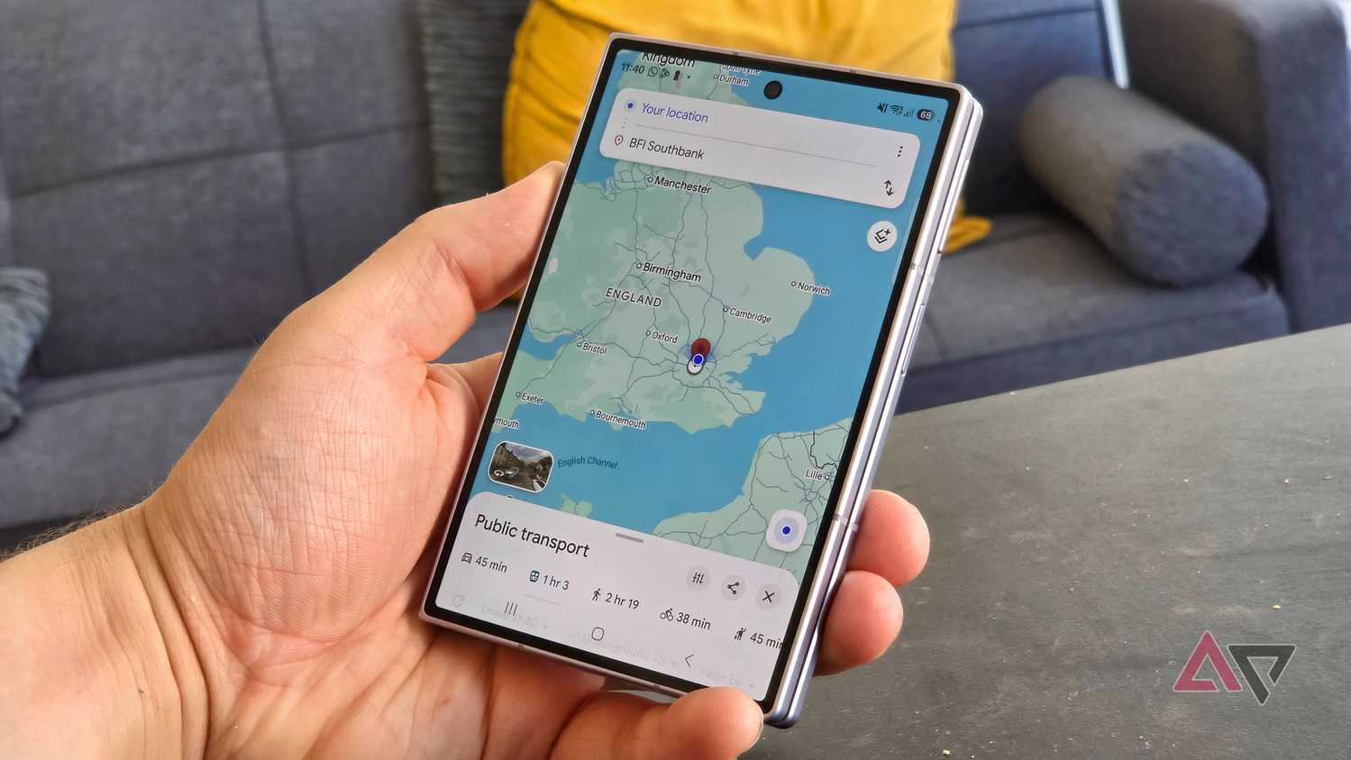 Google Maps on the Samsung Galaxy Z Fold 8.