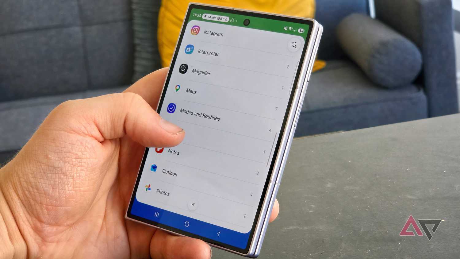 A widget list on the Samsung Galaxy Z Fold 8.