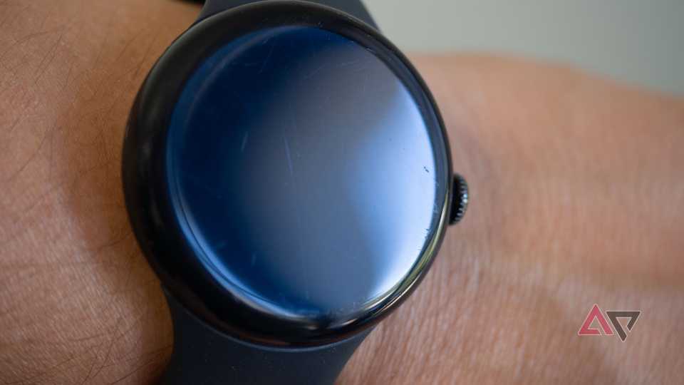 Google Pixel Watch 3 glass scratches, screen off
