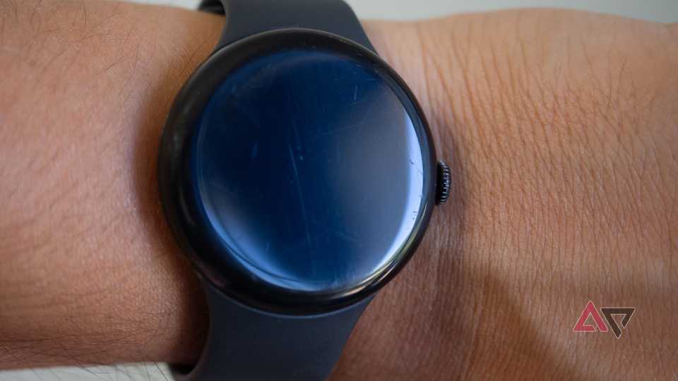 Google Pixel Watch 3 glass scratches, screen off