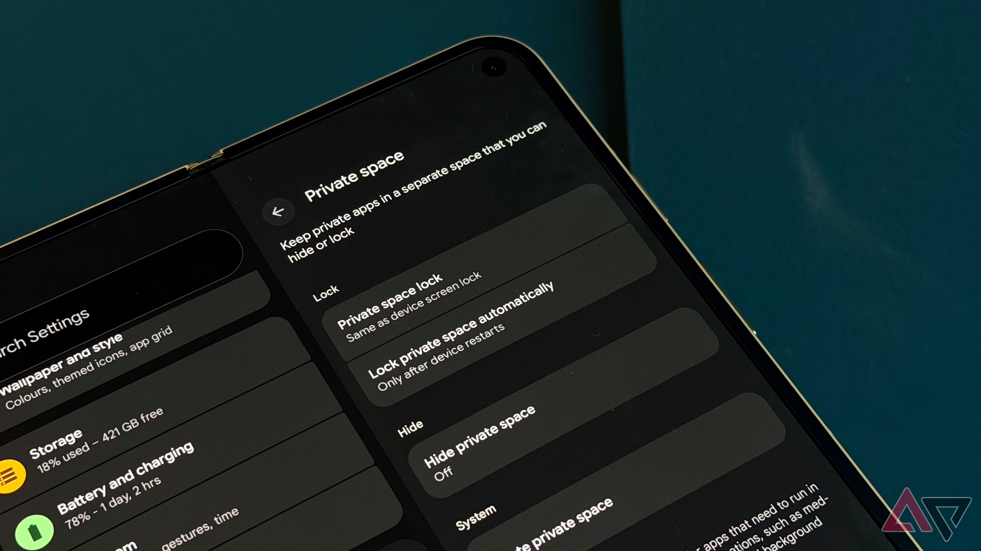 The Private Space setting on the Google Pixel 11 Pro Fold