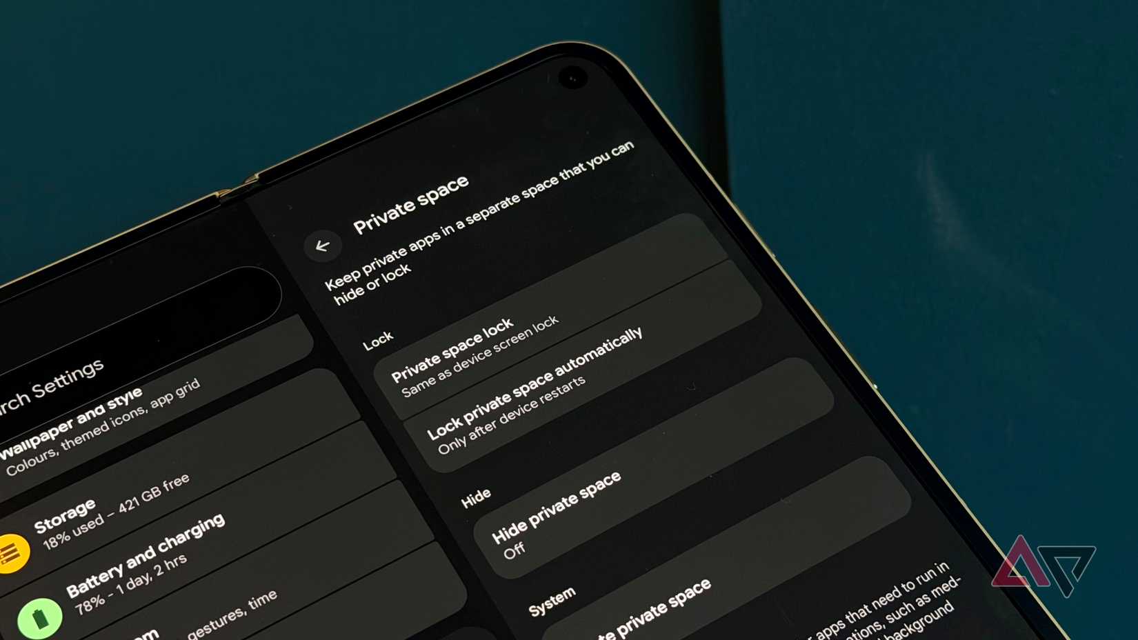 The Private Space setting on the Google Pixel 11 Pro Fold