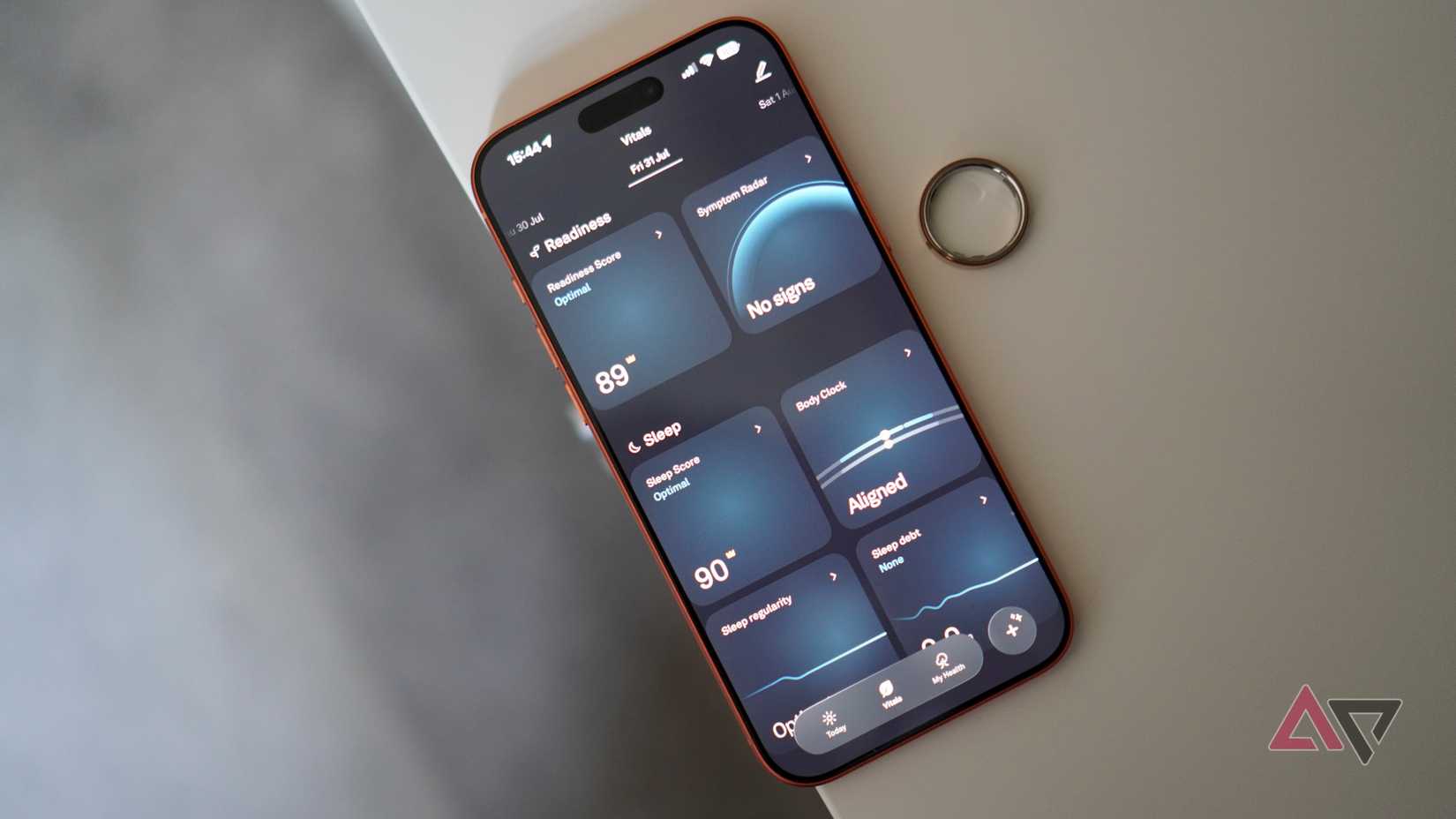 The Oura Ring 5's Vitals page