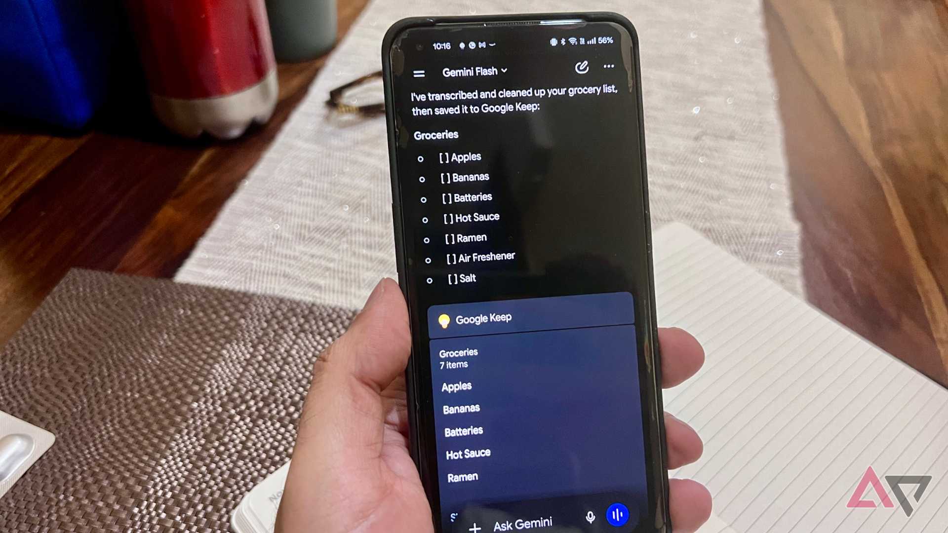 Gemini converting to Google Keep list on phone