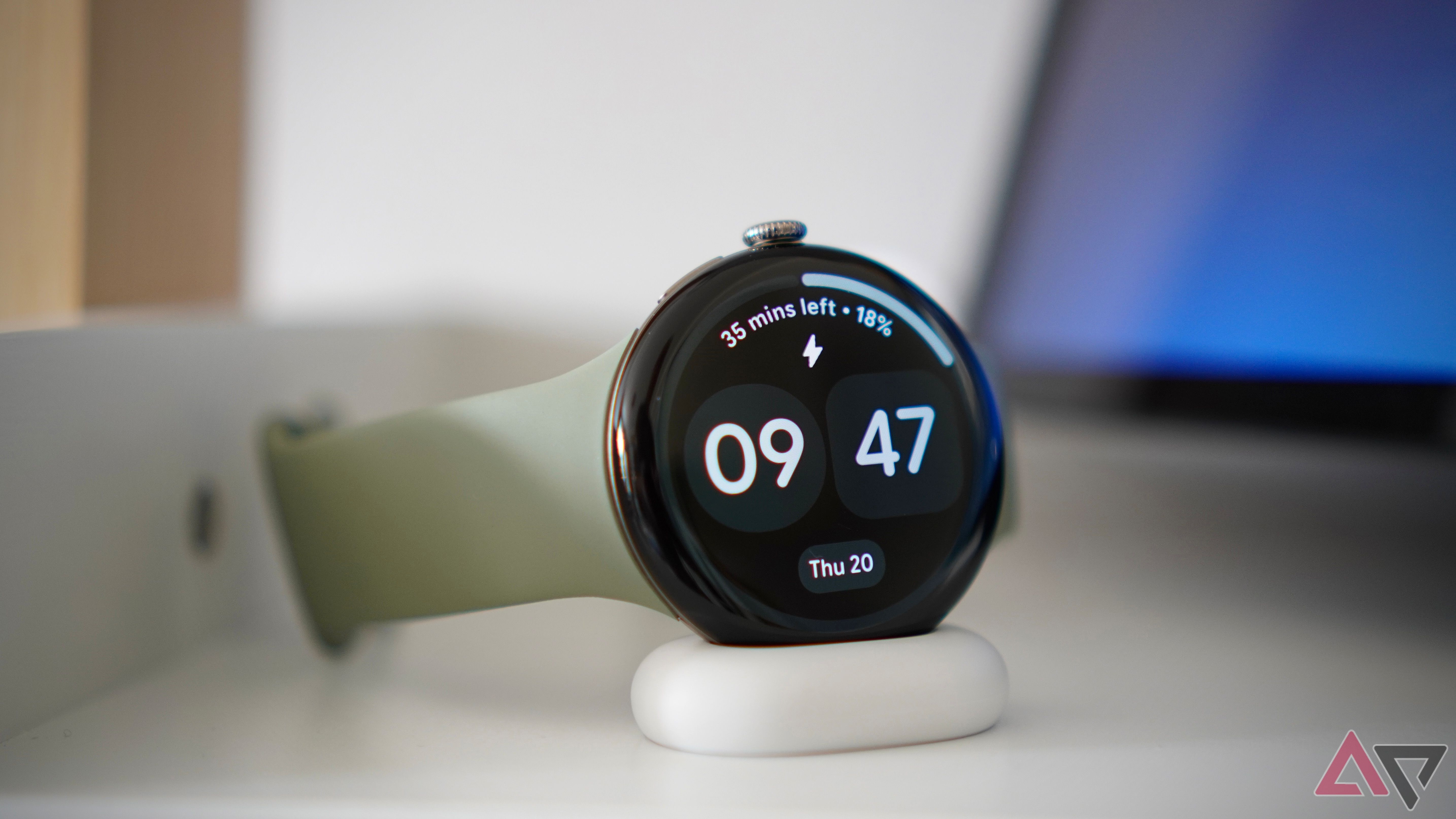 The Google Pixel Watch 5 on charge