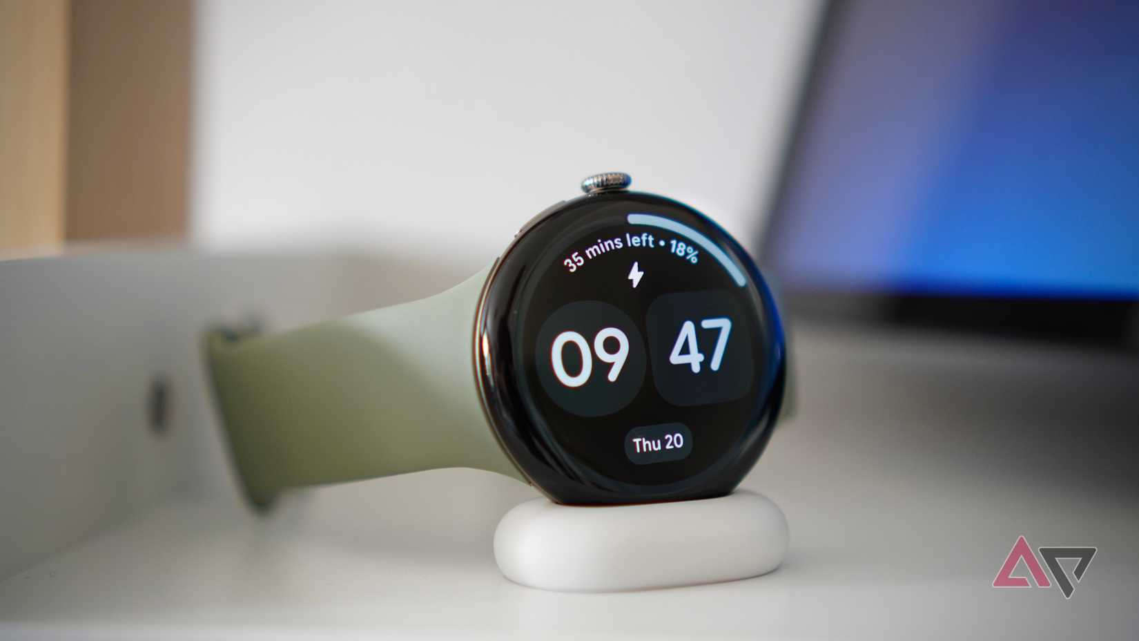 The Google Pixel Watch 5 on charge