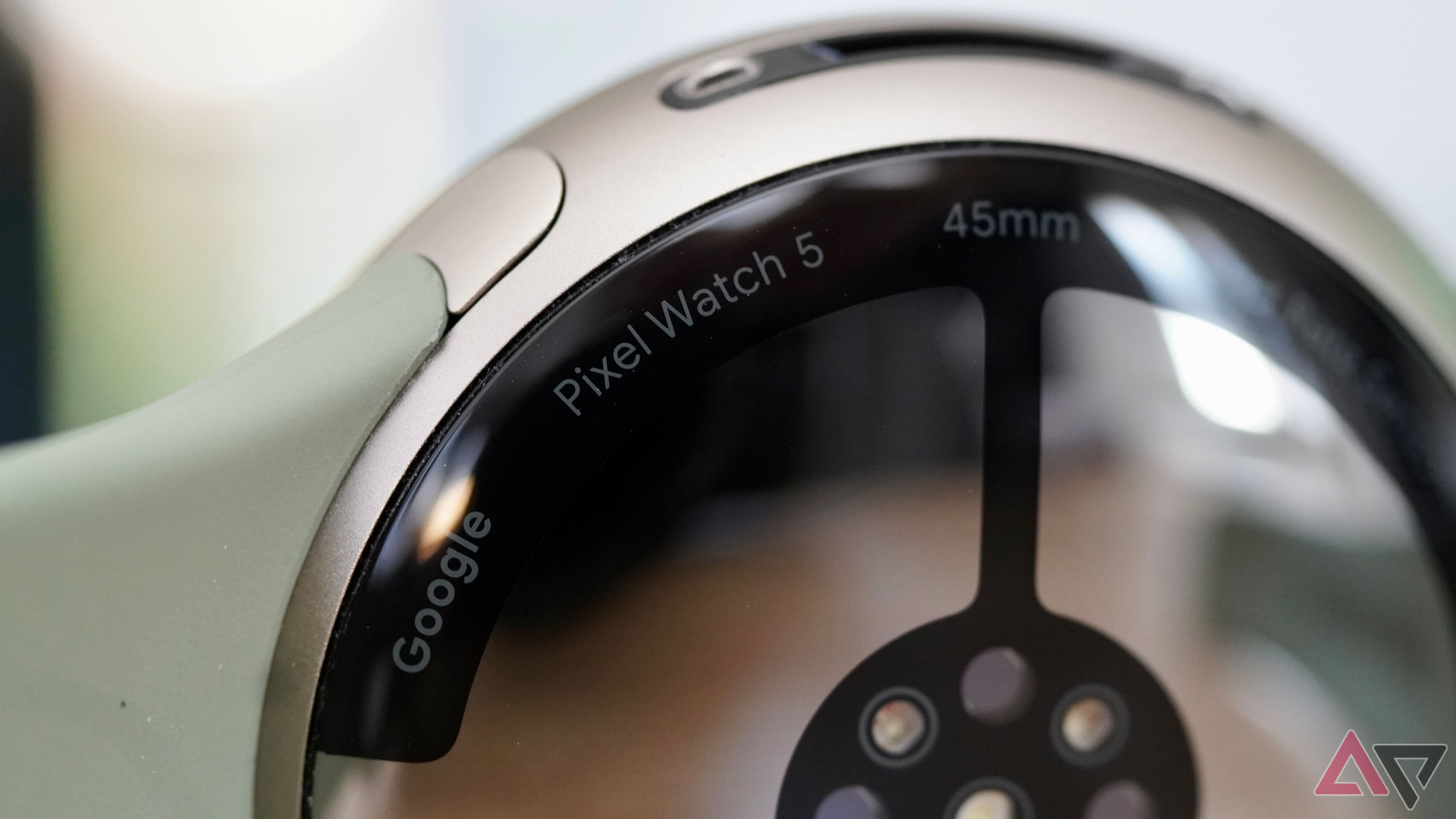 The Google and Pixel Watch 5 logo on the Google Pixel Watch 5