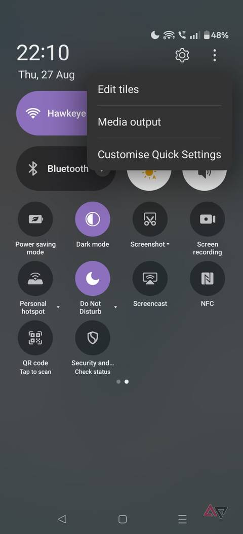 Screenshot showing the Edit tiles option
