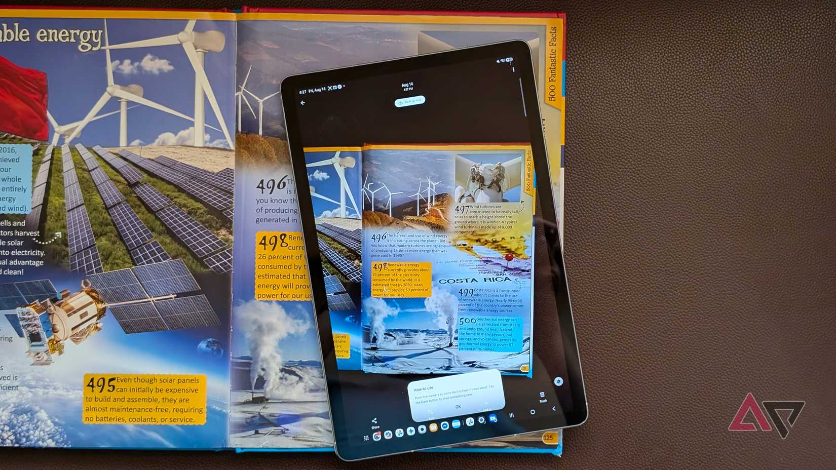 Samsung Galaxy Tab S10 FE camera app used for scanning and editing documents