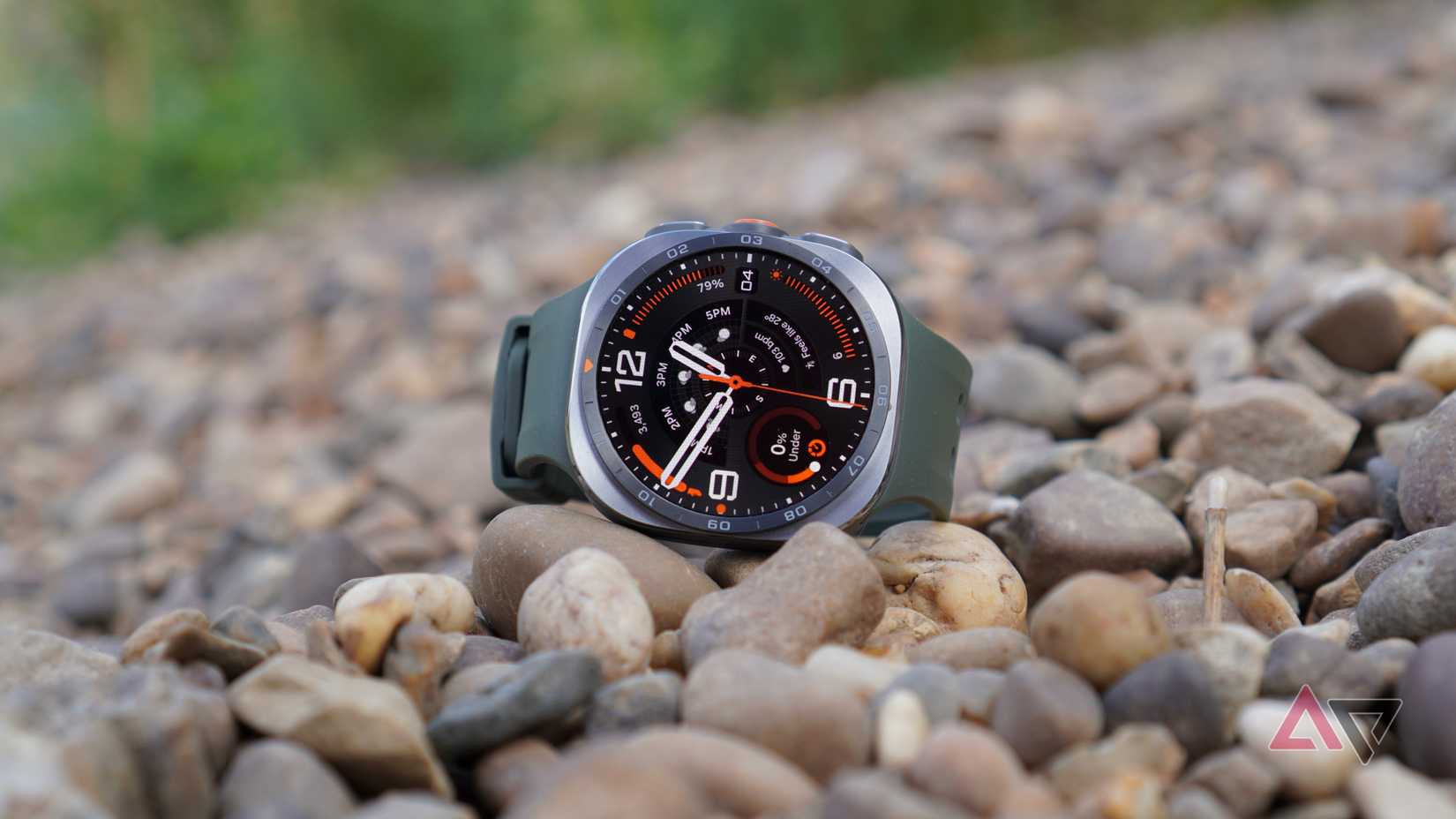The Samsung Galaxy Watch Ultra 2 on some rocks