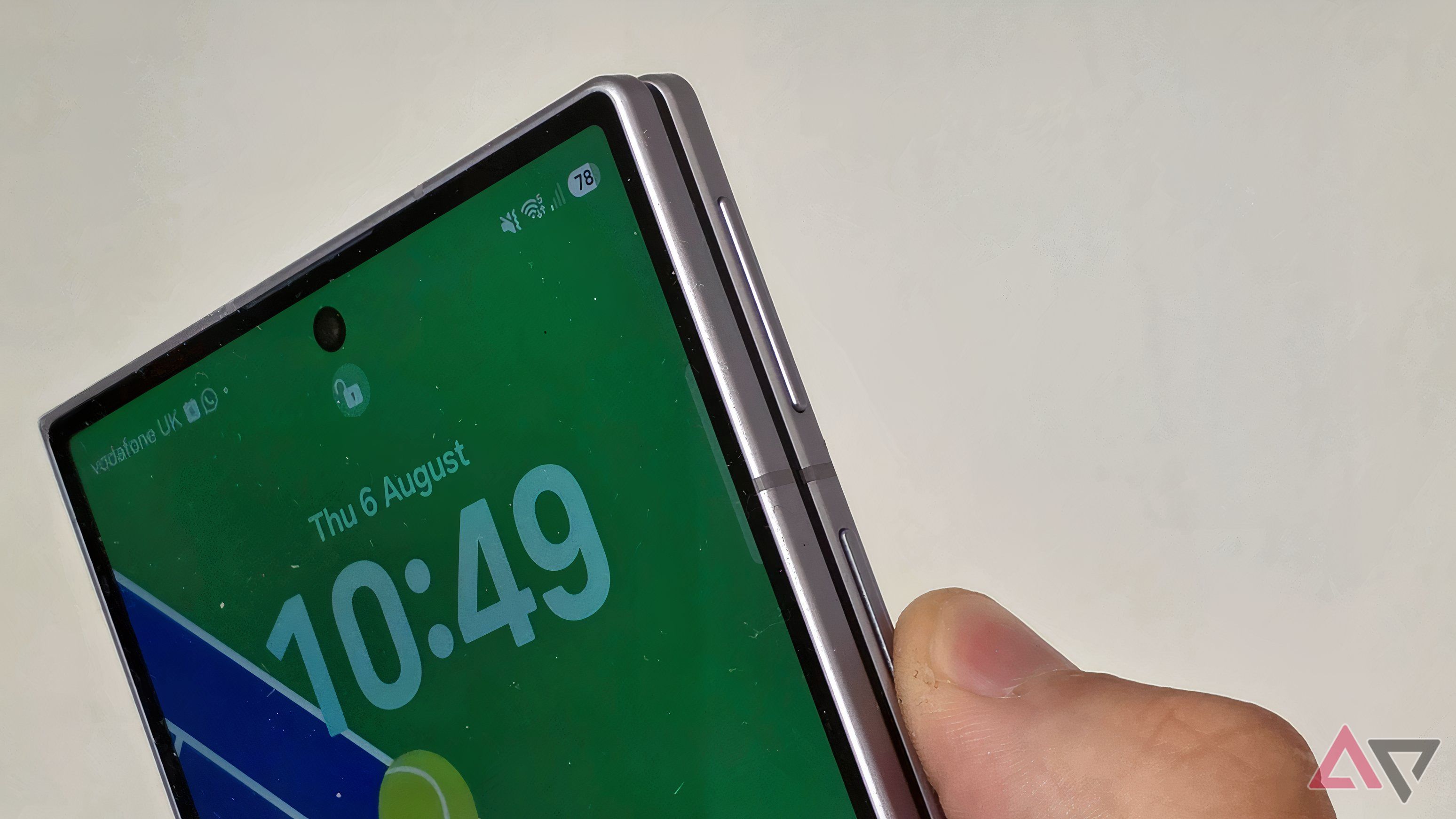 The fingerprint scanner of a Samsung Galaxy Z Fold 8, when it's folded.