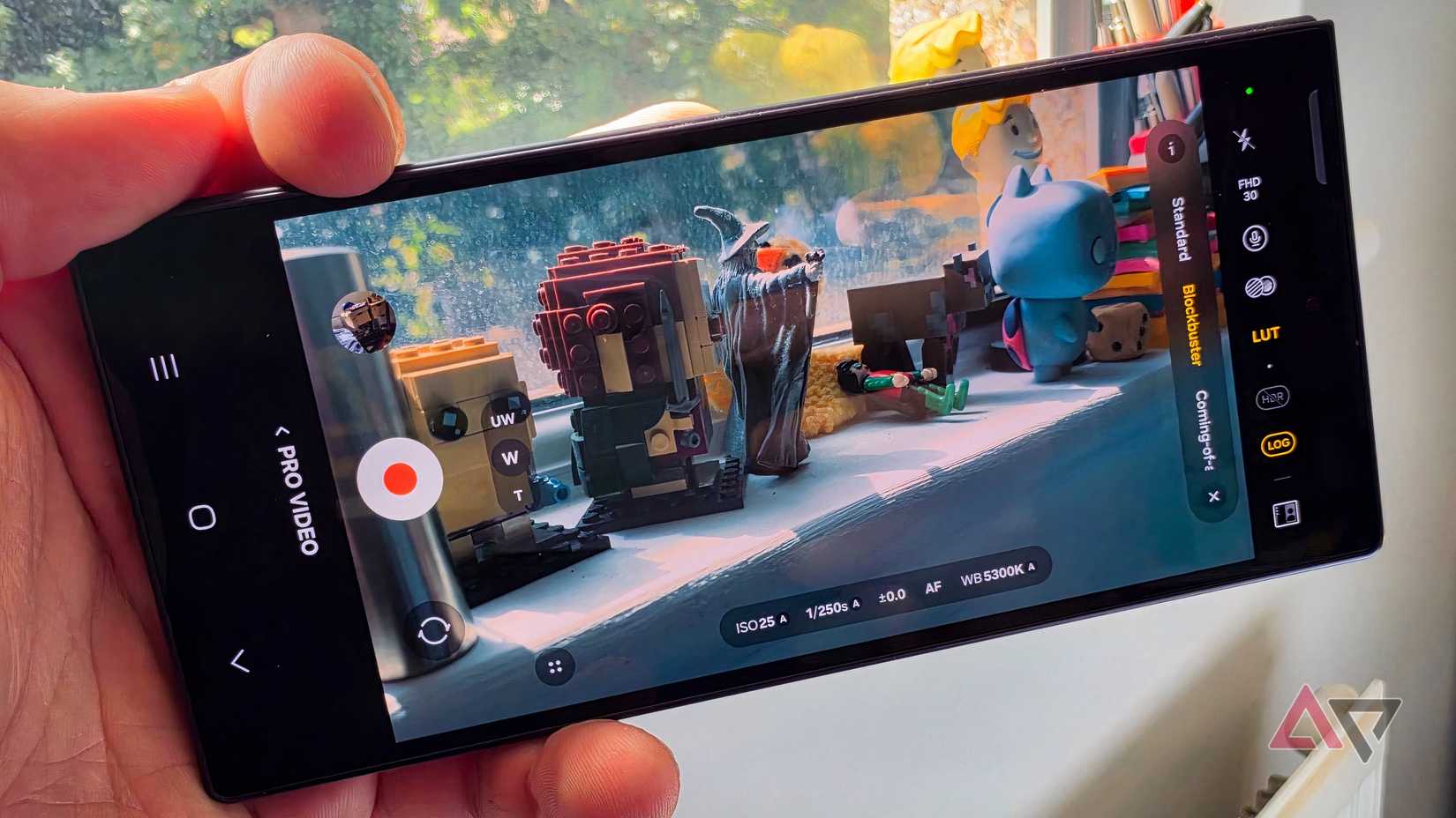 A Samsung Galaxy Z Fold 8 Ultra in Pro Video mode showing the Cine LUTs.