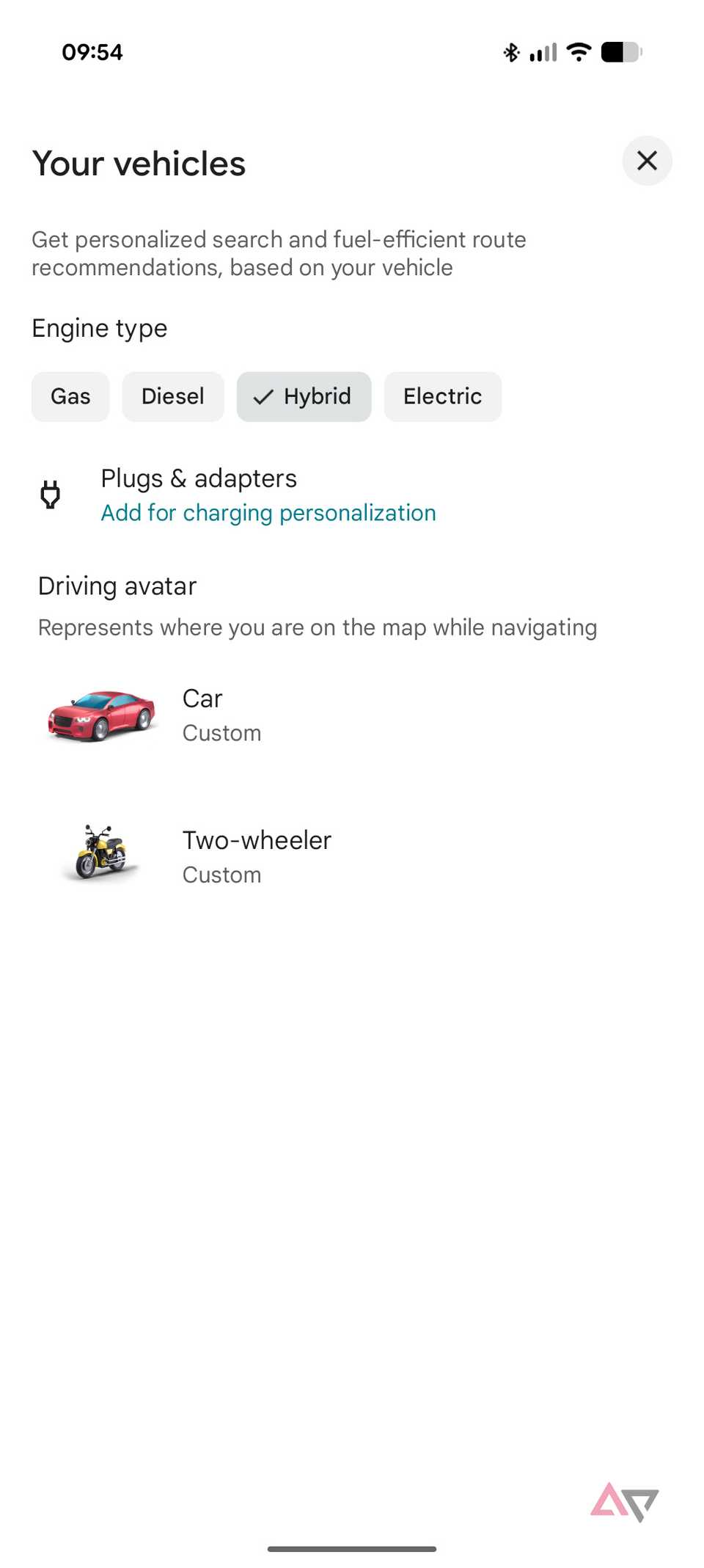 Customizing Your vehicle settings on Google Maps